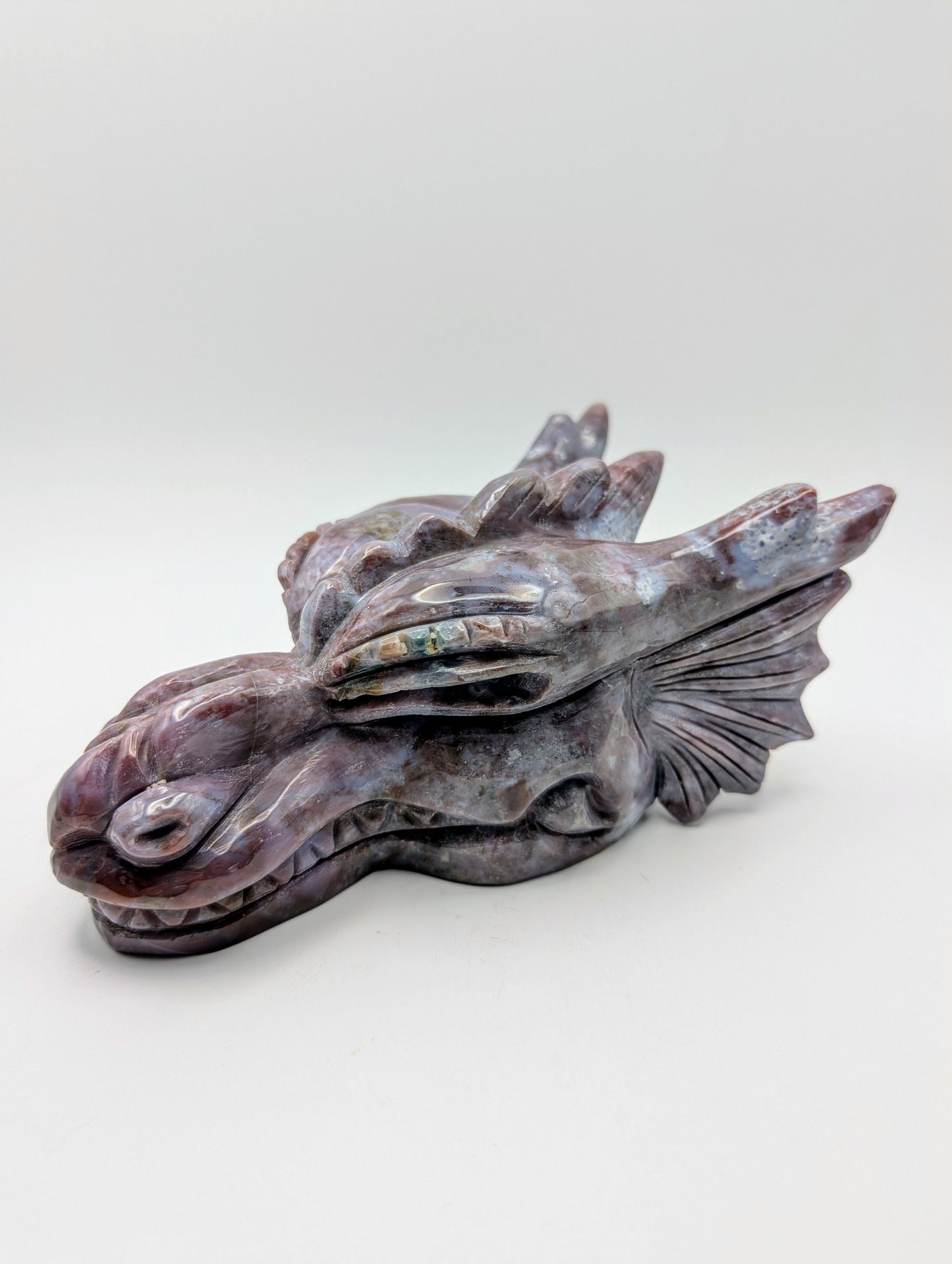 Ocean Jasper Crystal Female Dragon Head Carving