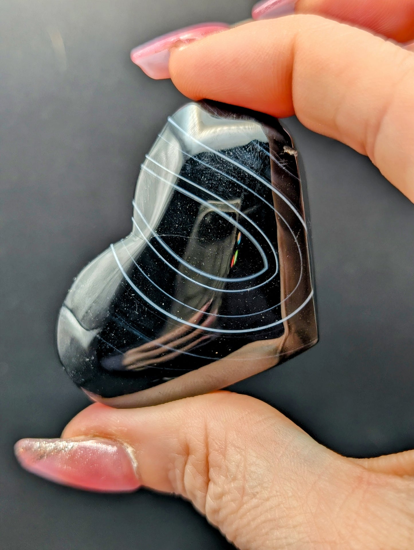 Black Lace Agate Palm Stones & Hearts