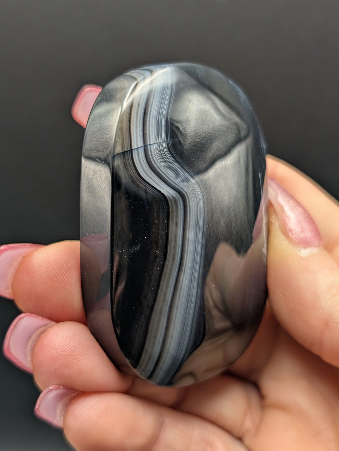 Black Lace Agate Palm Stones & Hearts