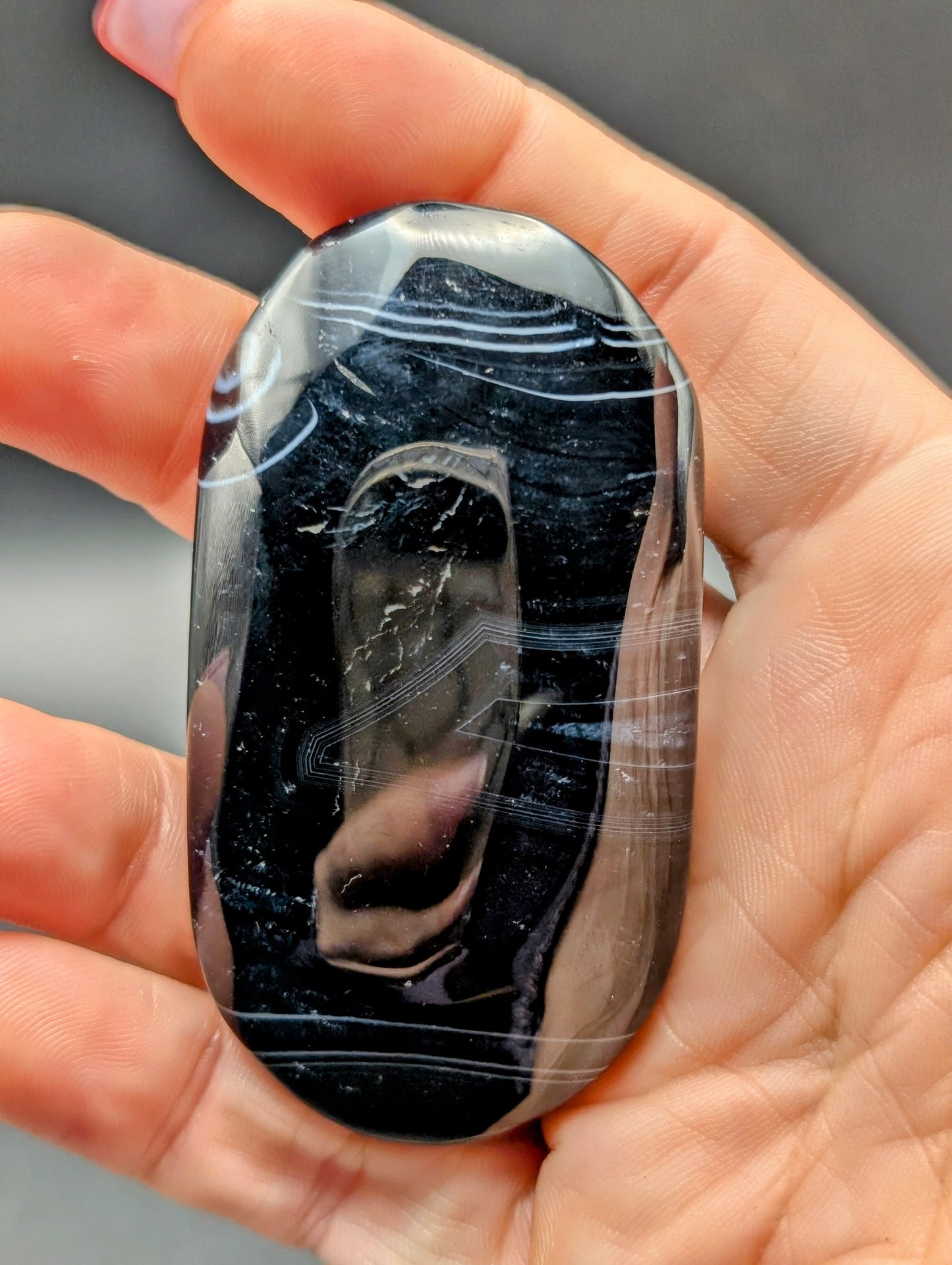 Black Lace Agate Palm Stones & Hearts