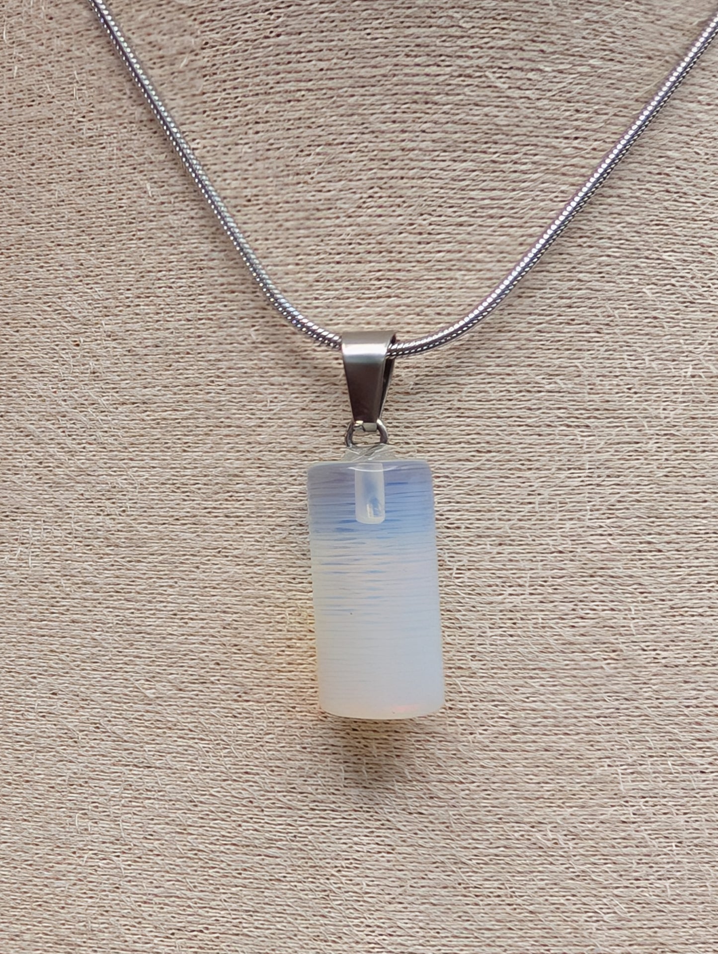 Crystal Barrel Bead Pendant Necklace on a 16" Silver Chain