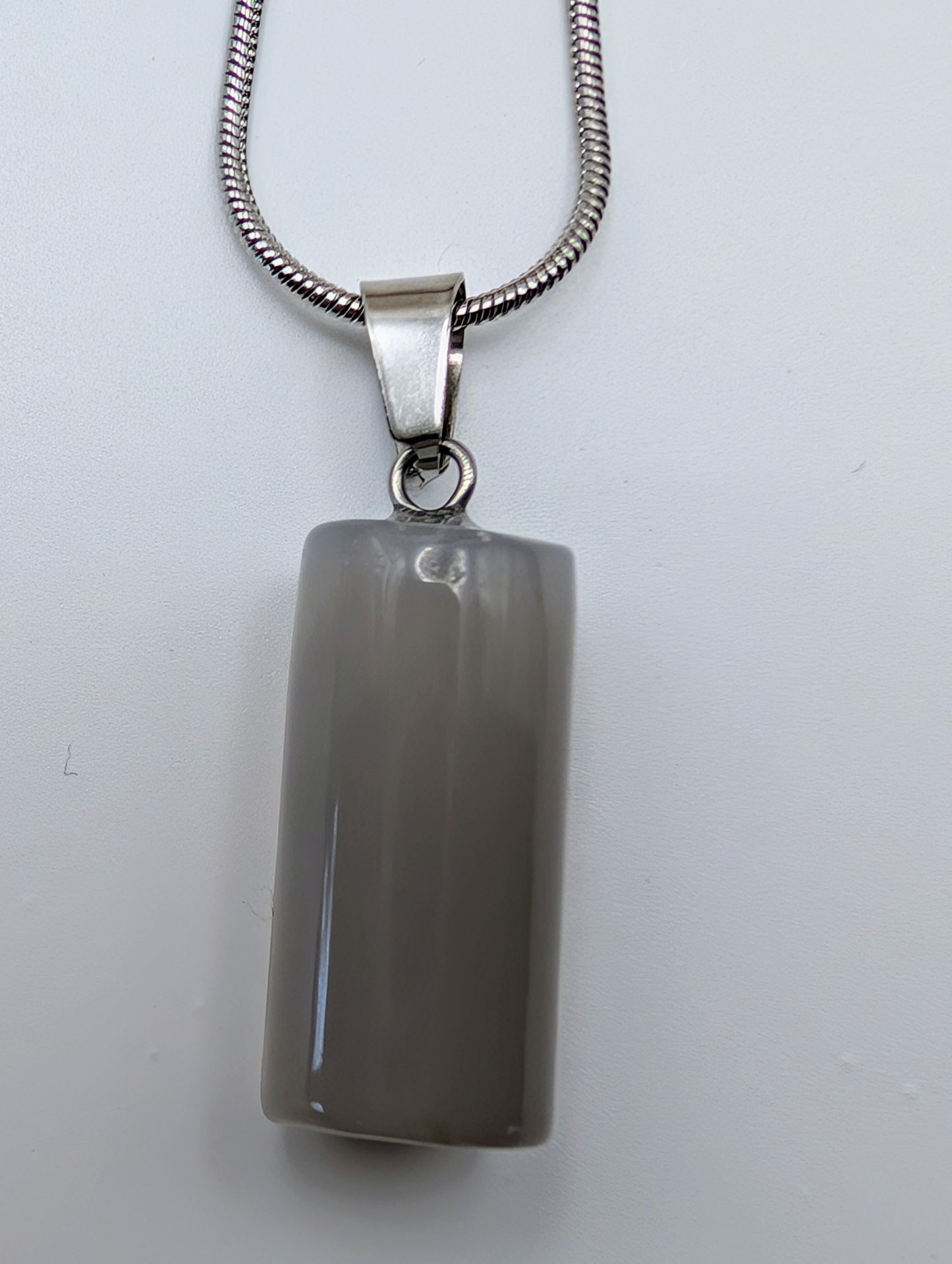 Crystal Barrel Bead Pendant Necklace on a 16" Silver Chain