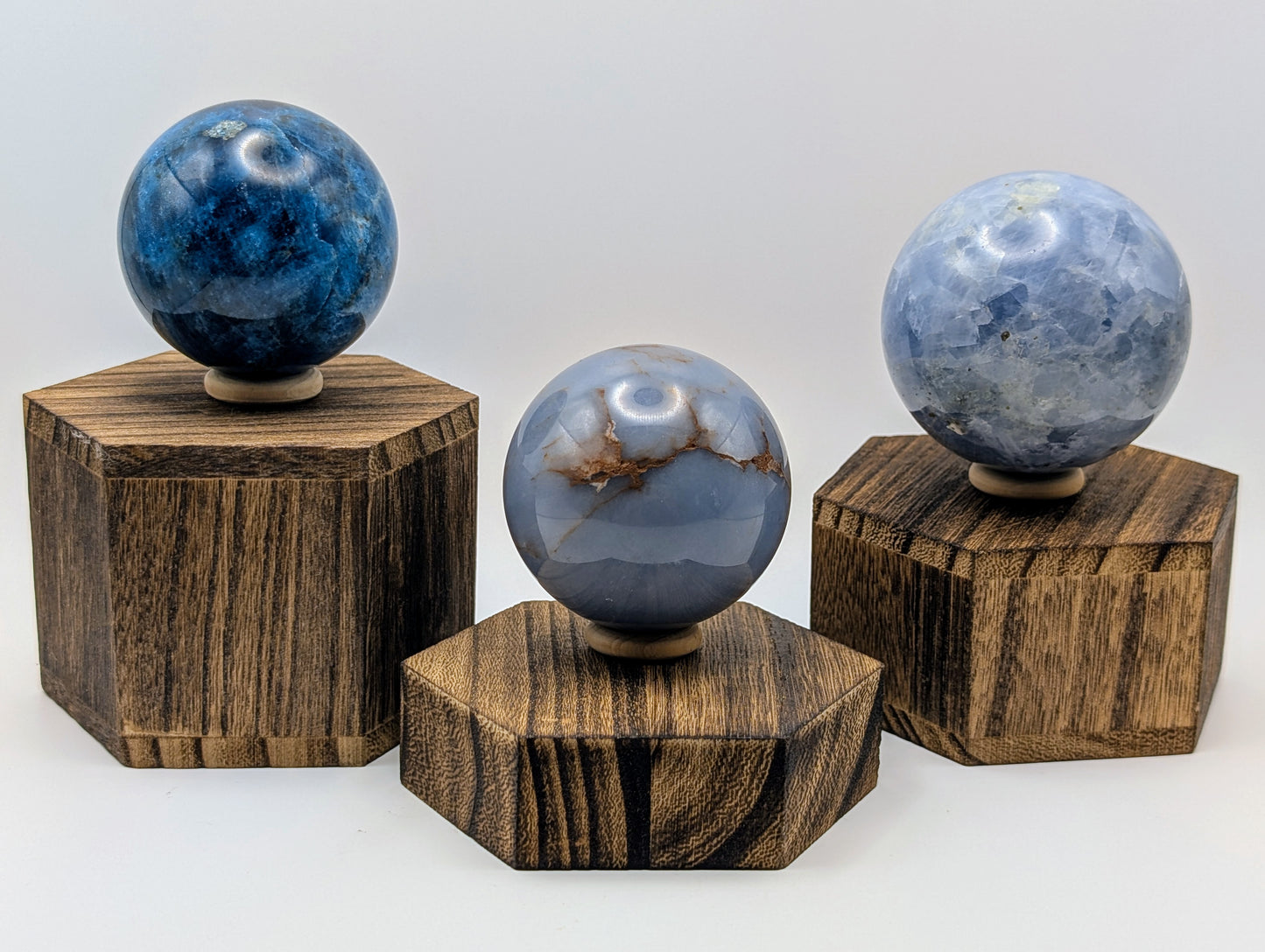 Angelite Sphere with wooden ring stand