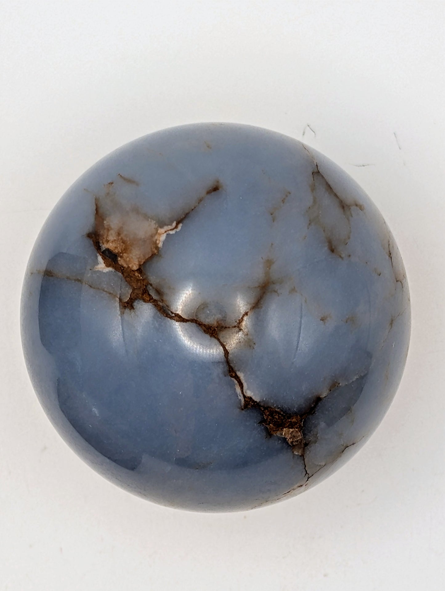 Angelite Sphere with wooden ring stand