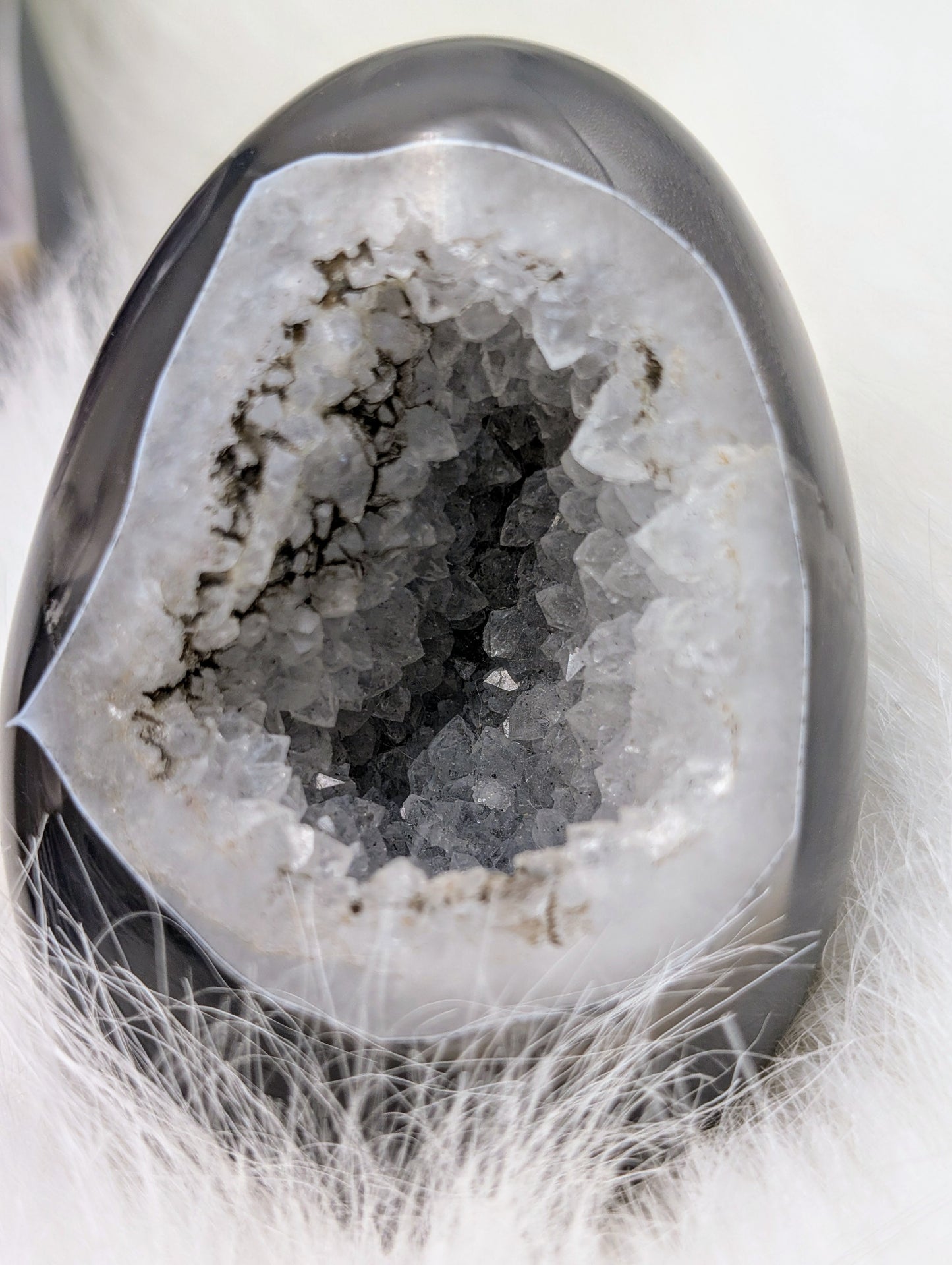 Druzy Agate Crystal Eggs in Blues & Greys with Sparkling Sugar Crystals, Amethyst and Clear Quartz