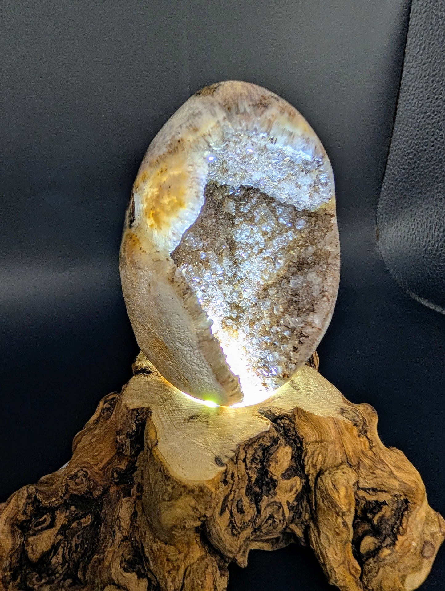 Druzy Agate Crystal Eggs in Blues & Greys with Sparkling Sugar Crystals, Amethyst and Clear Quartz