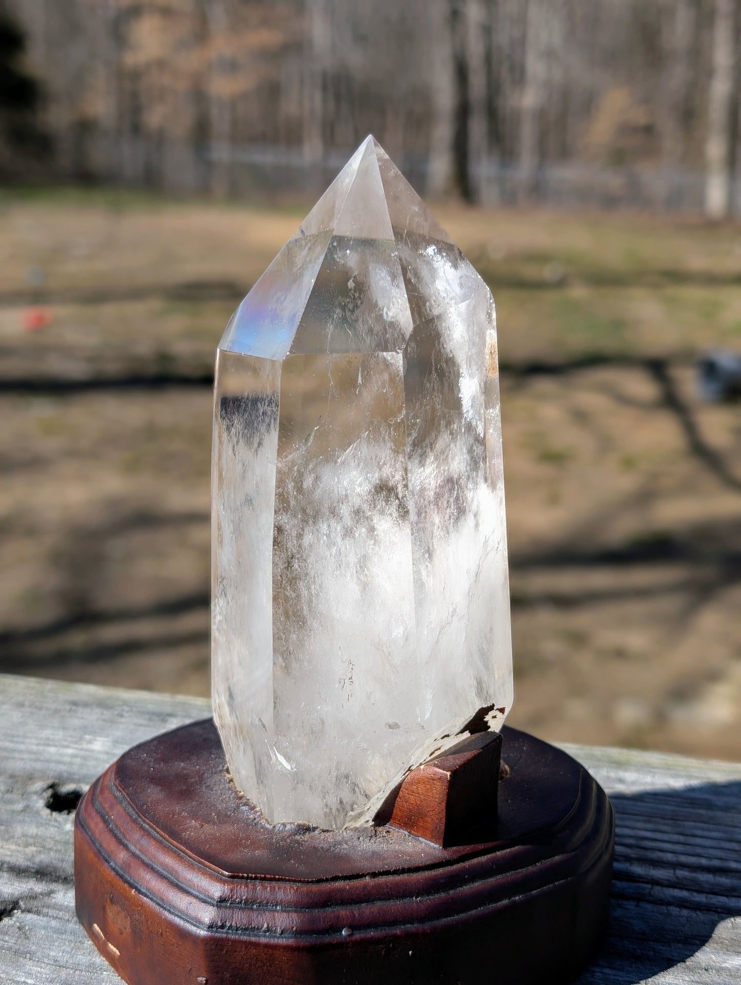 Clear Quartz Tower with Custom Stand