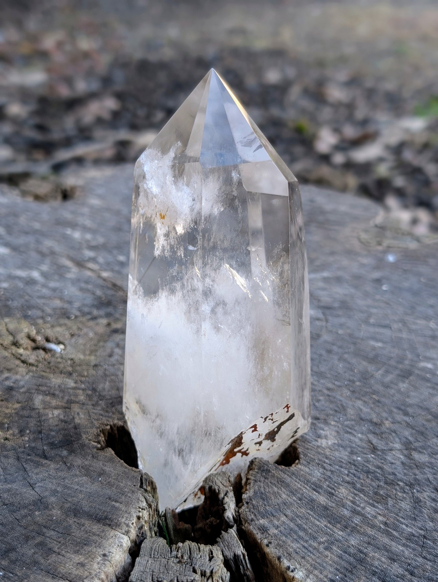 Clear Quartz Tower with Custom Stand