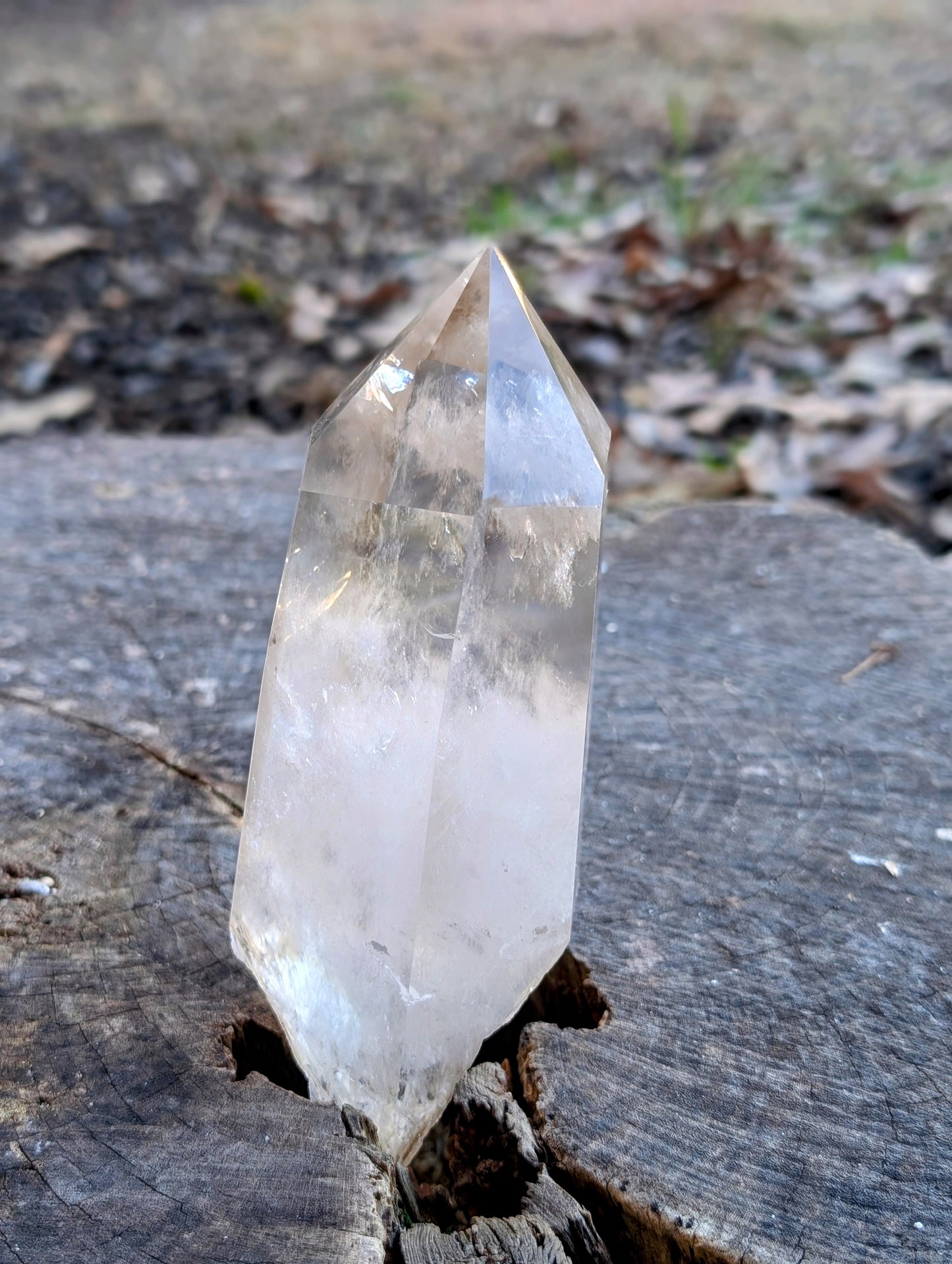 Clear Quartz Tower with Custom Stand