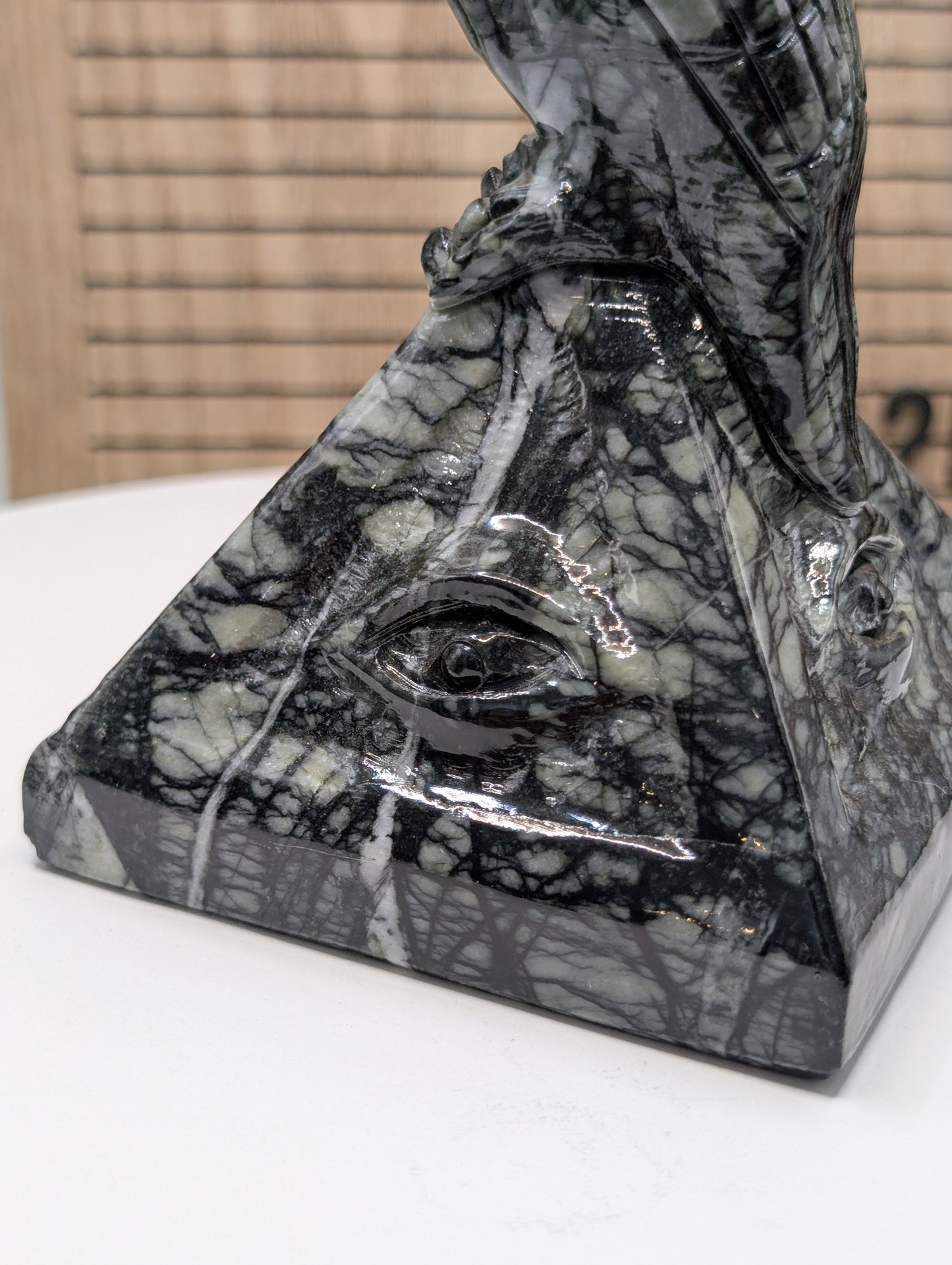 Pinolite Jasper Raven Sculpture