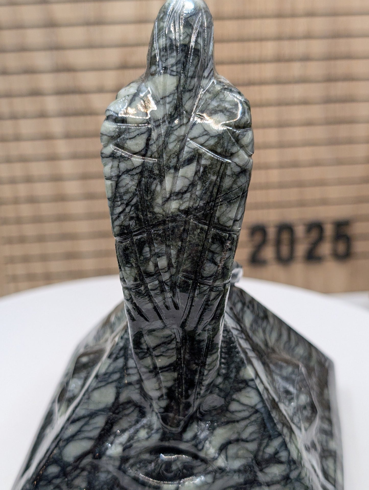 Pinolite Jasper Raven Sculpture