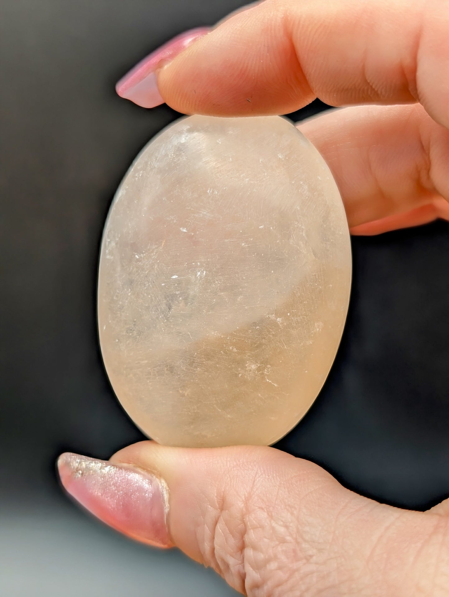 Selenite Palm Stones In Natural Satin Spar or Aura