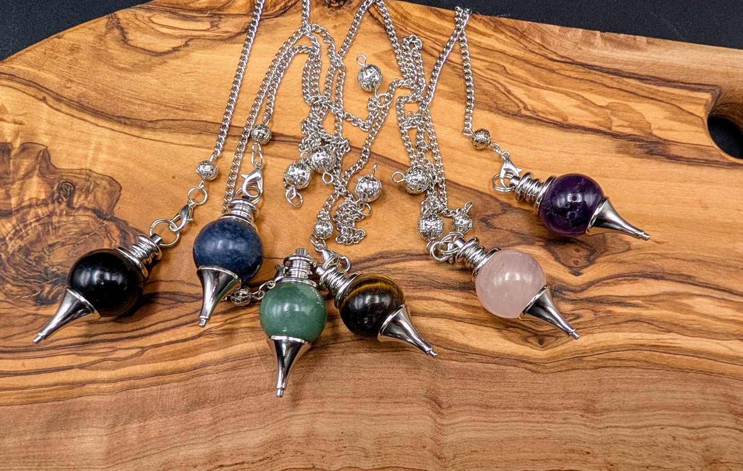 Crystal Pendulums on Silver Chains