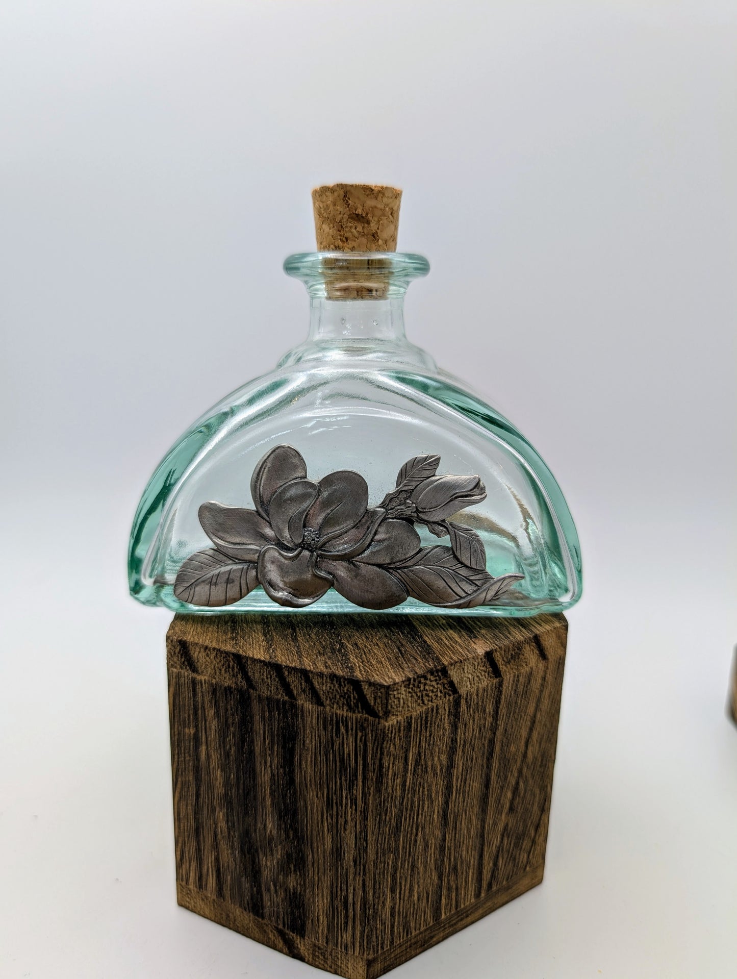 Pewter & Green Glass Decorative Moon Water Bottles