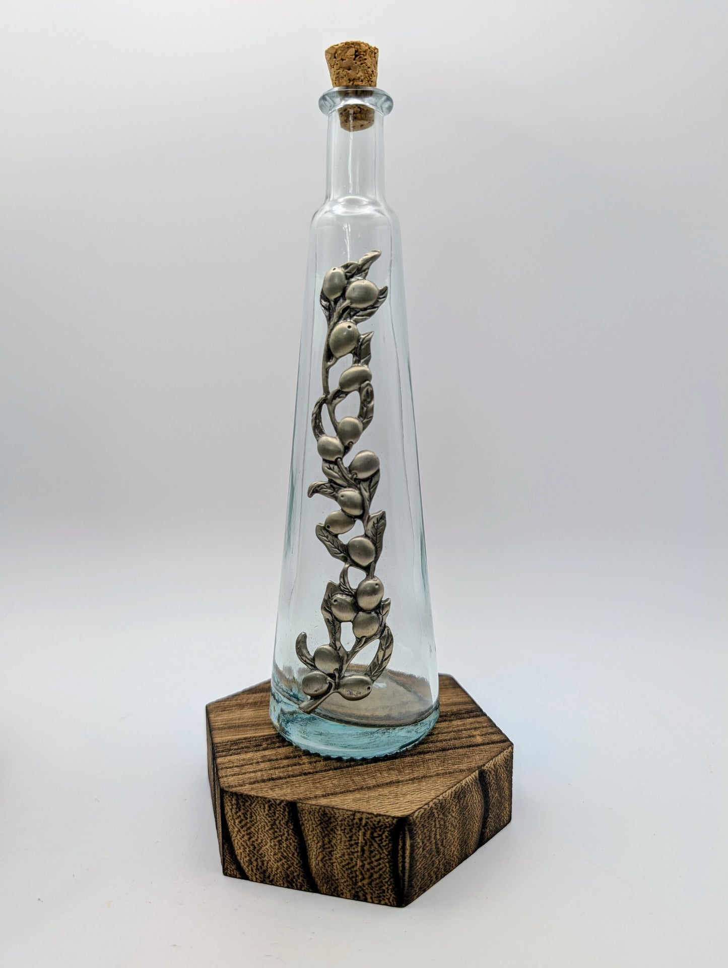 Pewter & Green Glass Decorative Moon Water Bottles