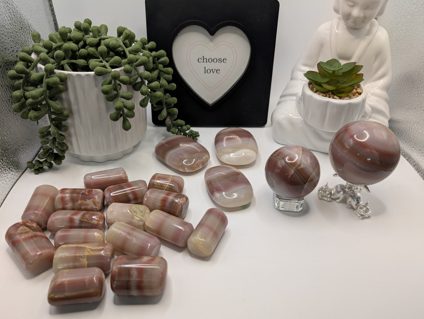 Pink Banded Onyx "Barrel Shaped" Tumbles - High Quality Stones from Pakistan - Extremely Rare Shape!