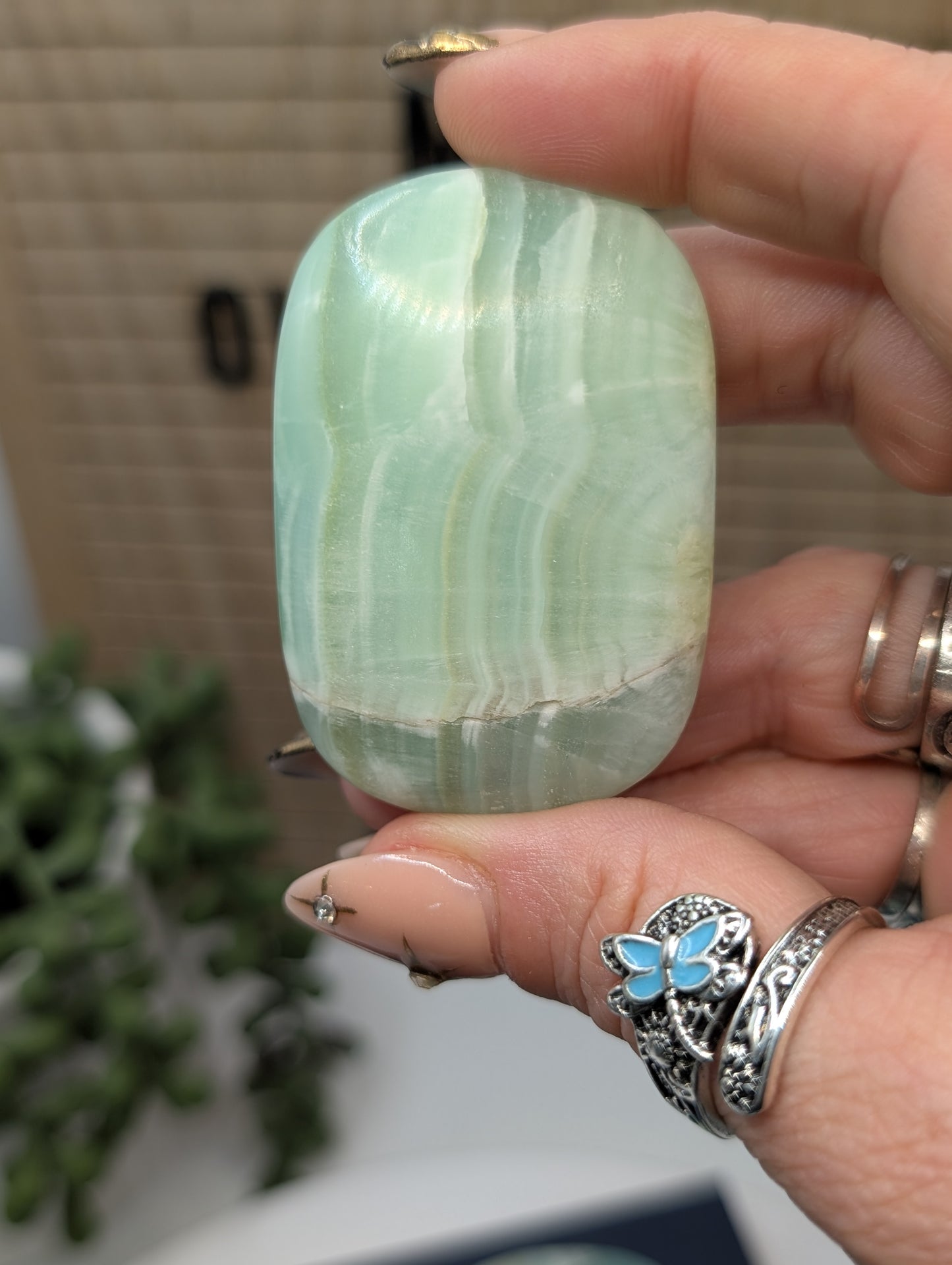 Pistachio Calcite Palm Stones - Gorgeous HQ Stones from Pakistan