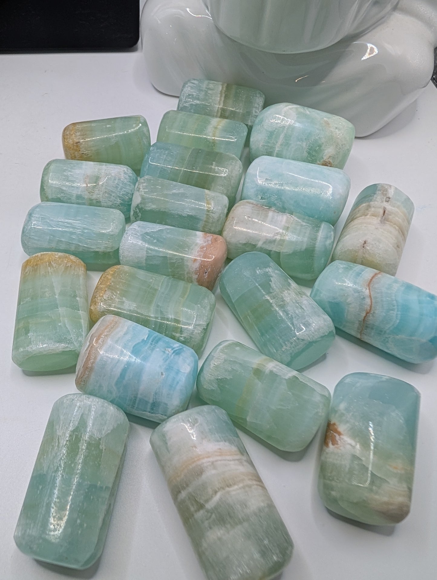 Pistachio Calcite "Barrel" Tumbles - Extremely Unique Shape - High Quality Tumbles from Pakistan