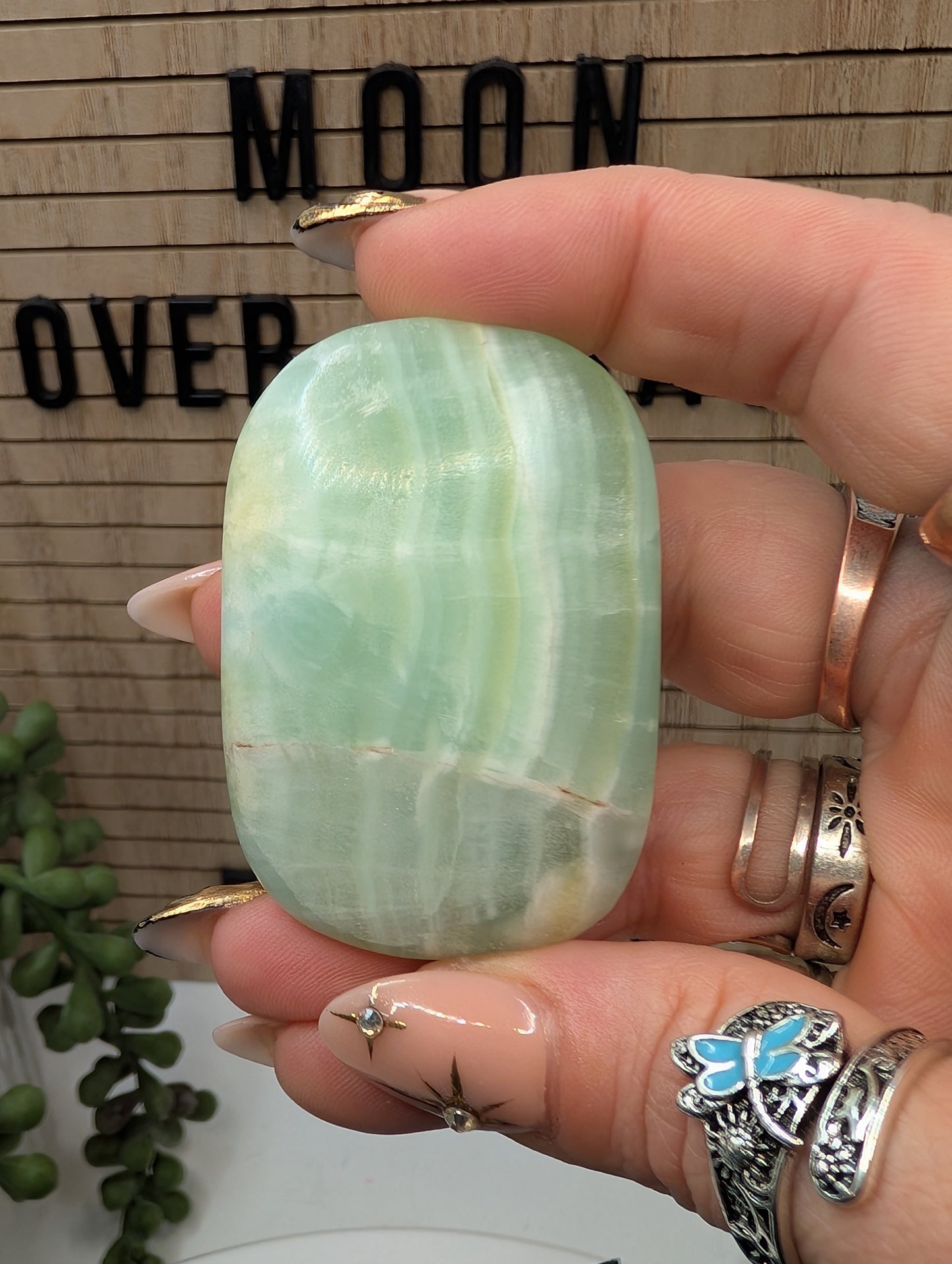 Pistachio Calcite Palm Stones - Gorgeous HQ Stones from Pakistan