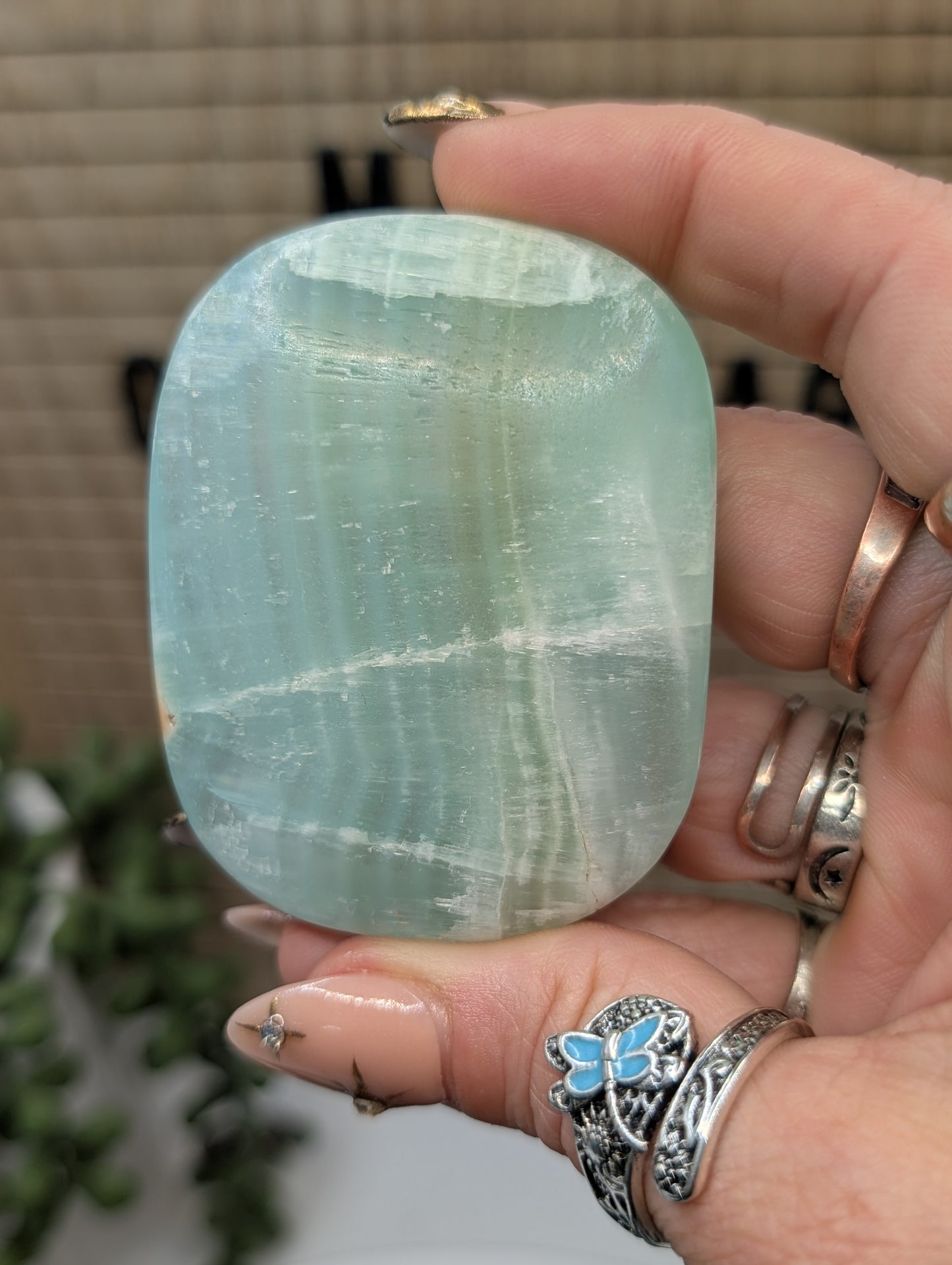 Pistachio Calcite Palm Stones - Gorgeous HQ Stones from Pakistan
