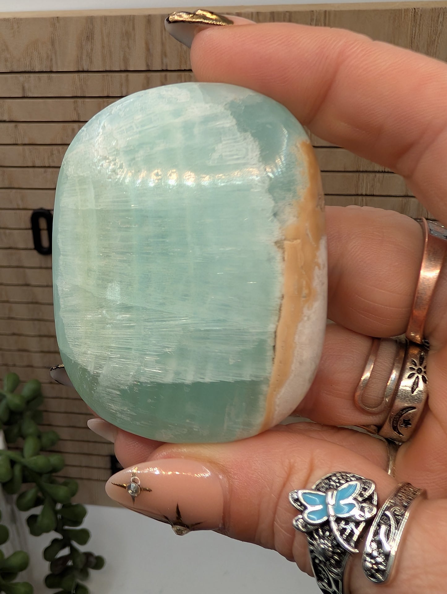 Pistachio Calcite Palm Stones - Gorgeous HQ Stones from Pakistan