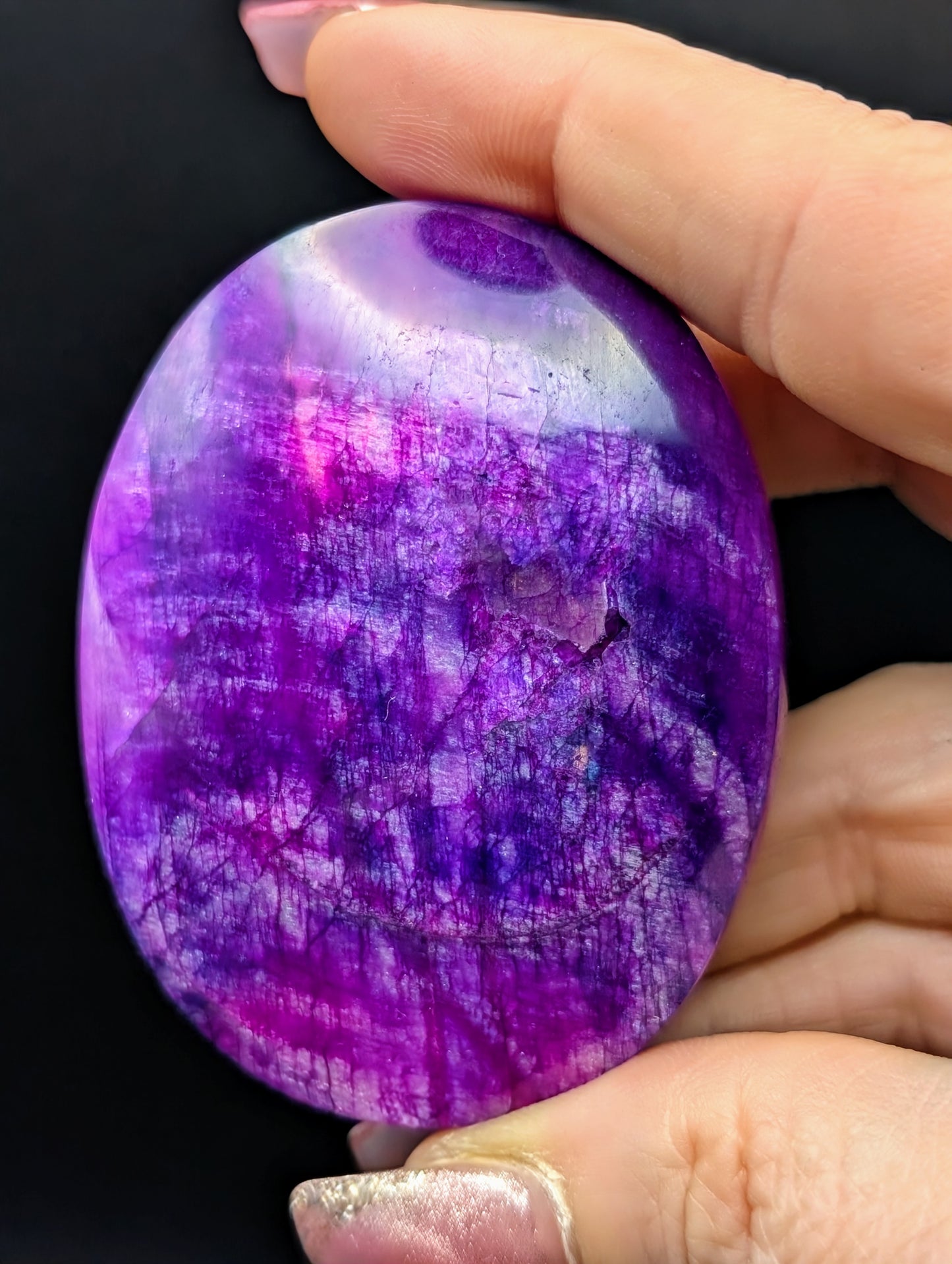Purple Moonstone Palm Stone