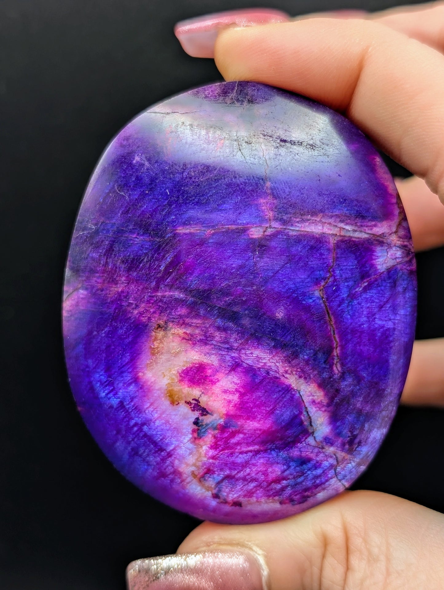Purple Moonstone Palm Stone
