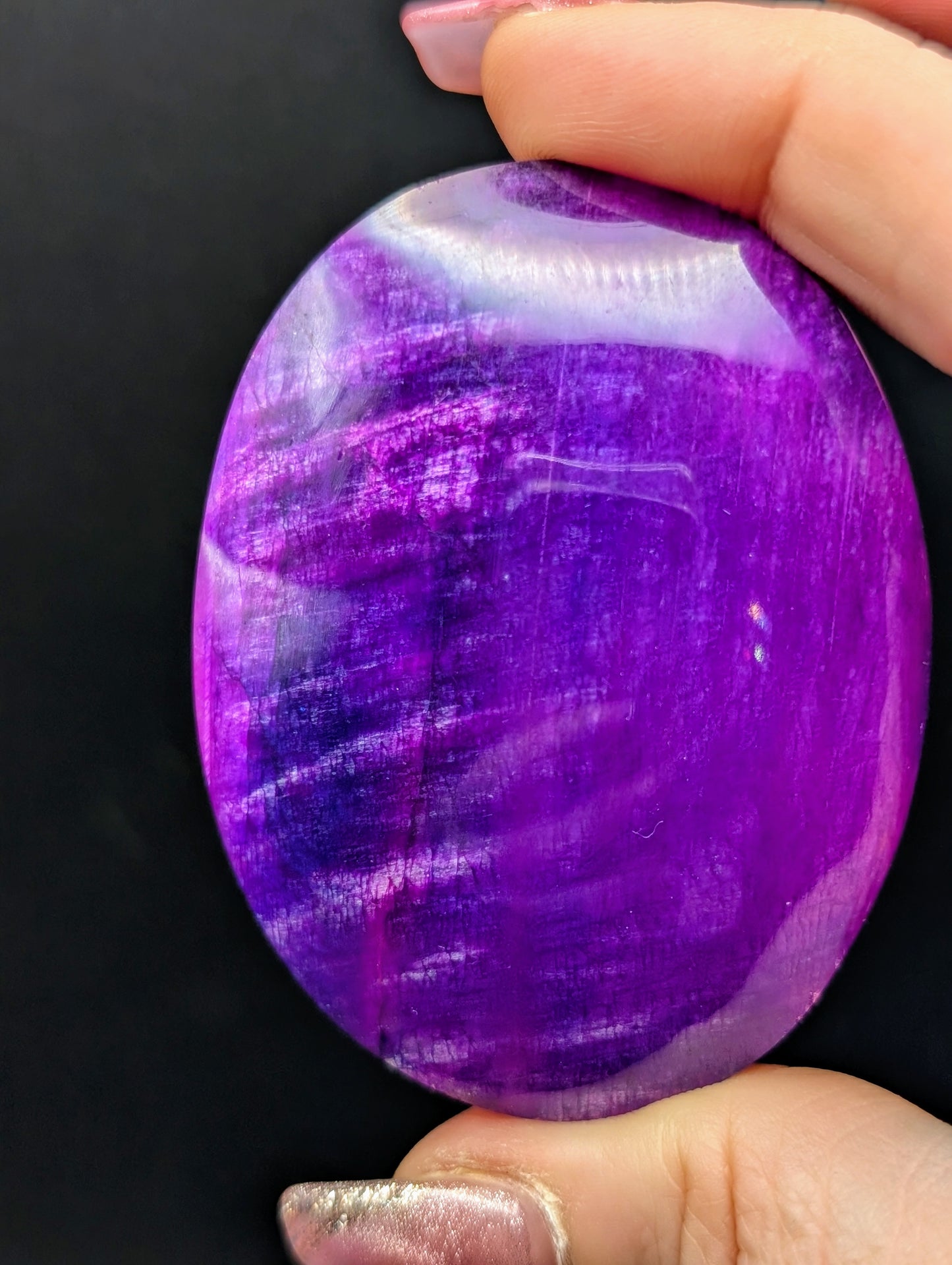 Purple Moonstone Palm Stone