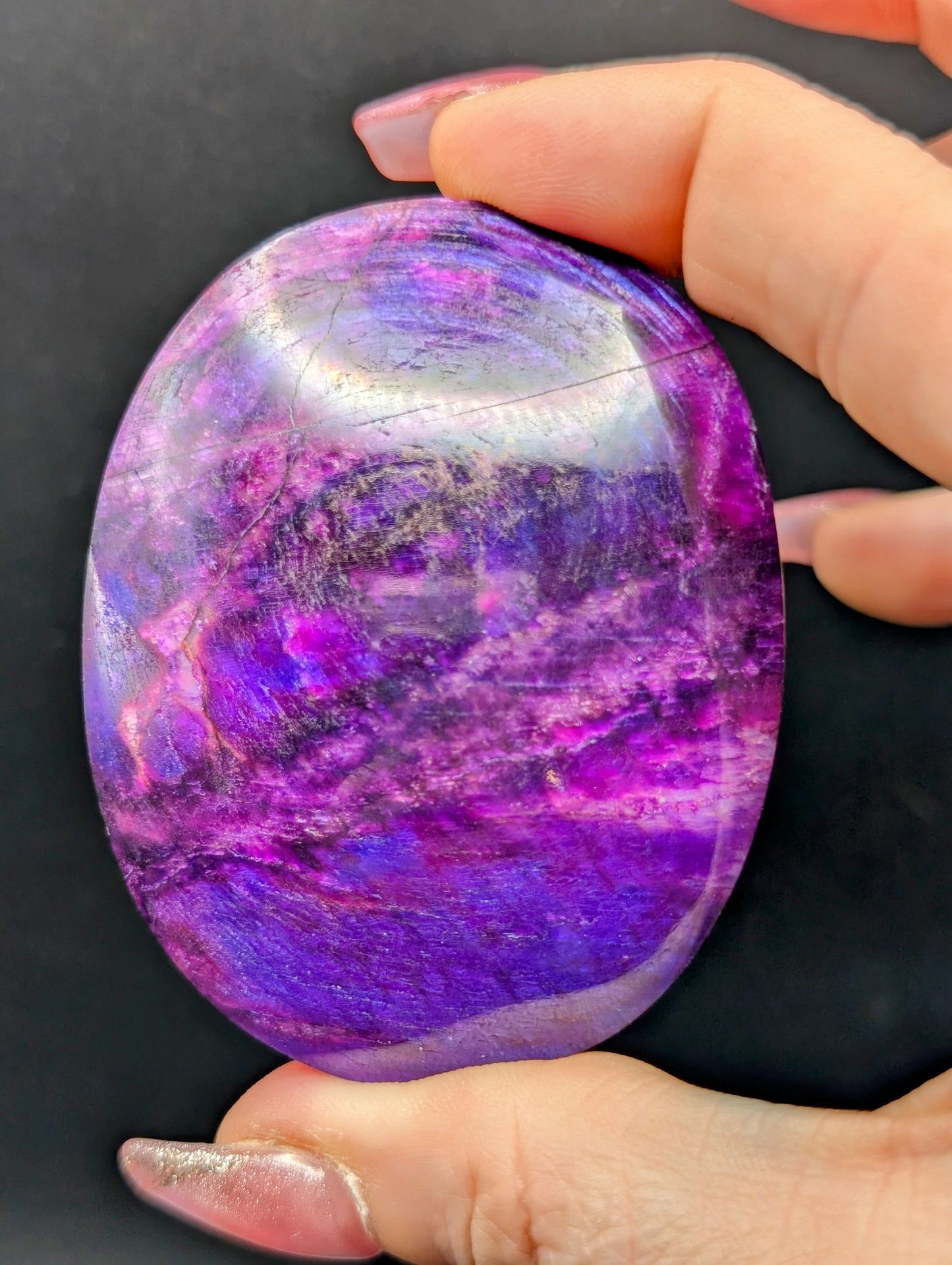 Purple Moonstone Palm Stone