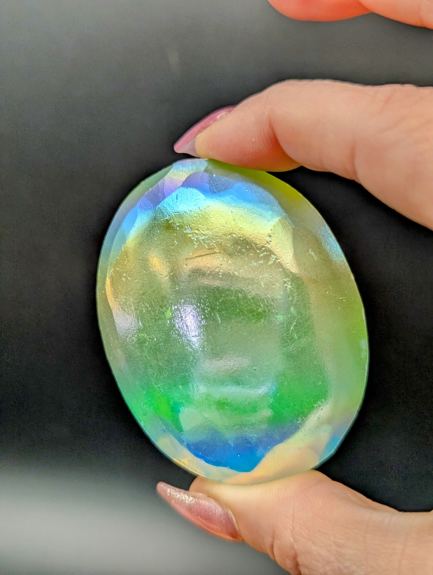 Selenite Palm Stones In Natural Satin Spar or Aura