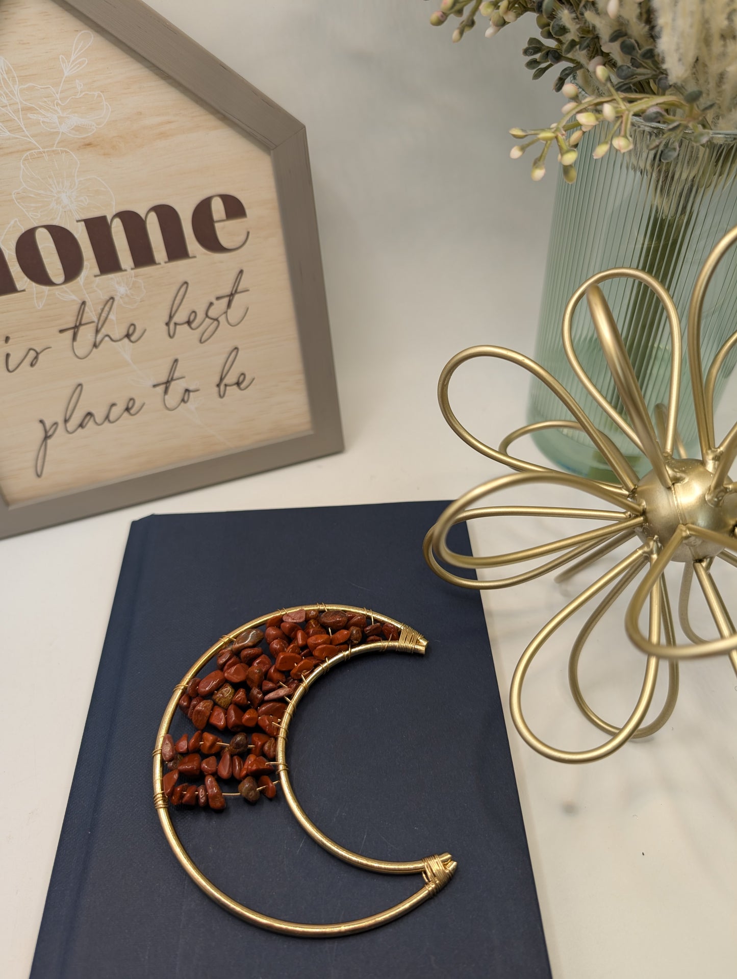 Copper Crescent Moons with Crystal Chips - Embrace the Celestial Magic!