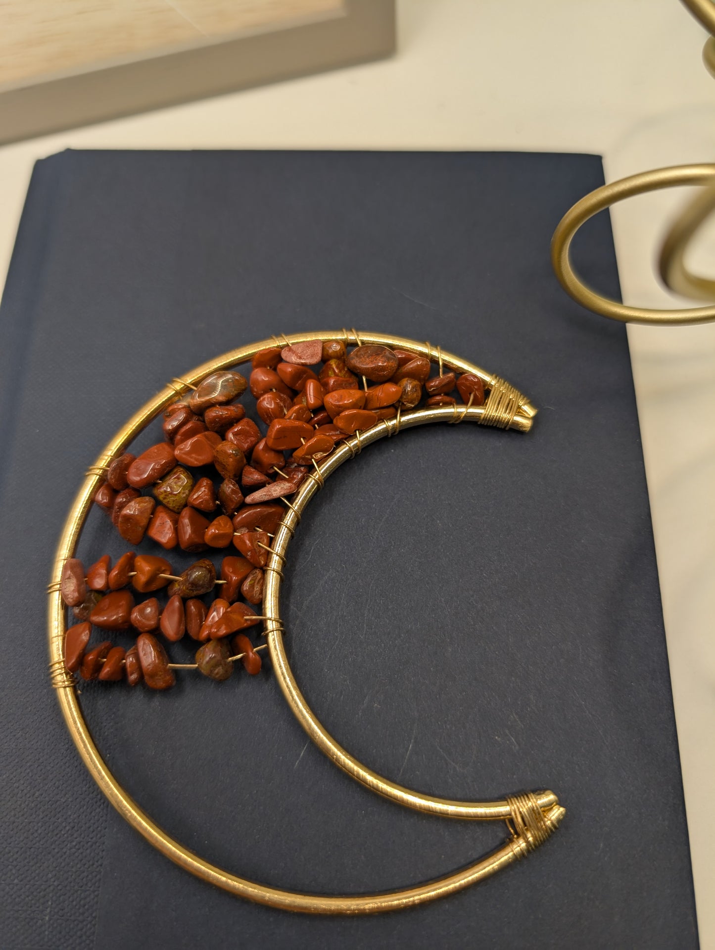 Copper Crescent Moons with Crystal Chips - Embrace the Celestial Magic!