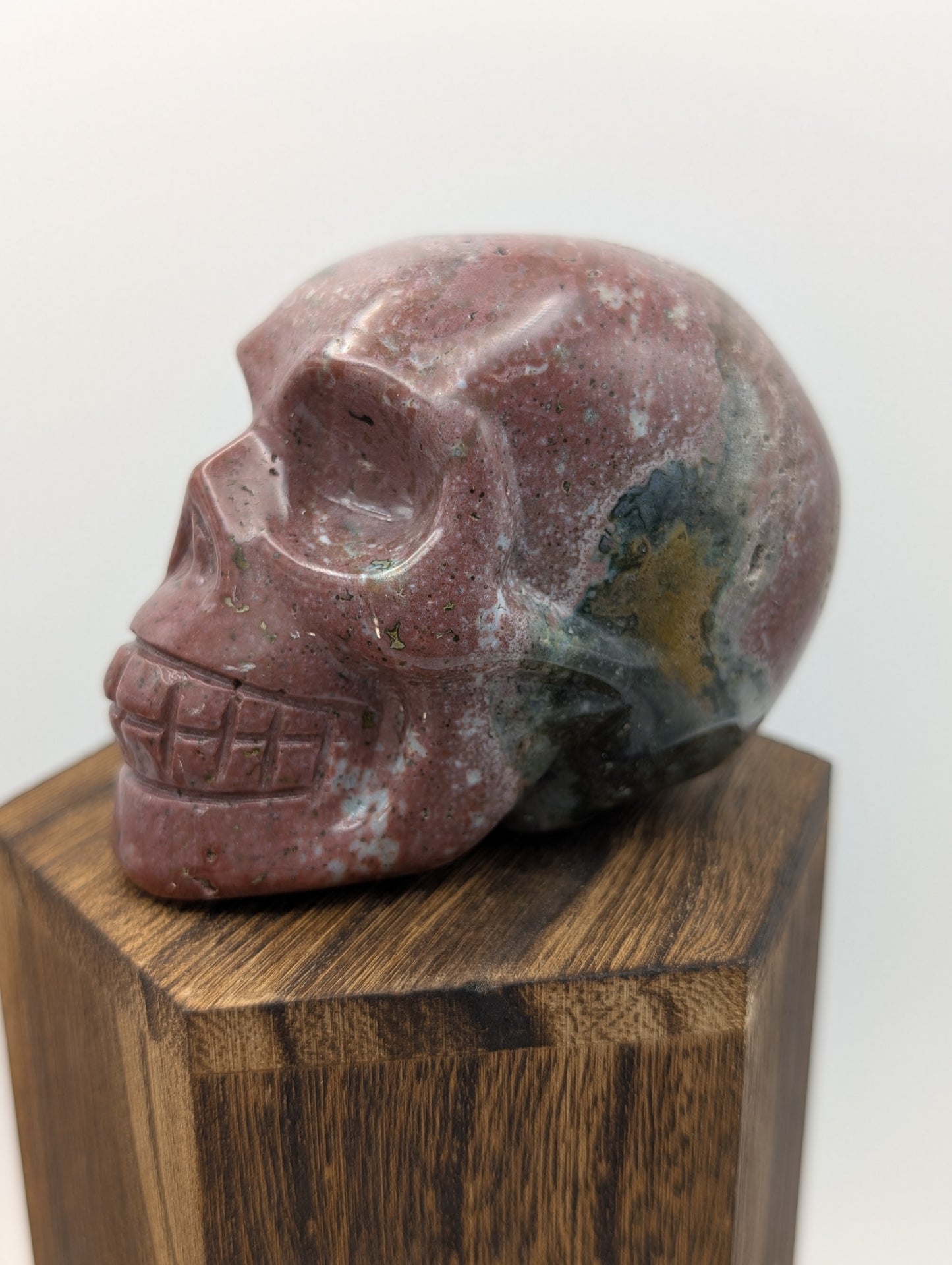 Rhodonite Crystal Skull Carving