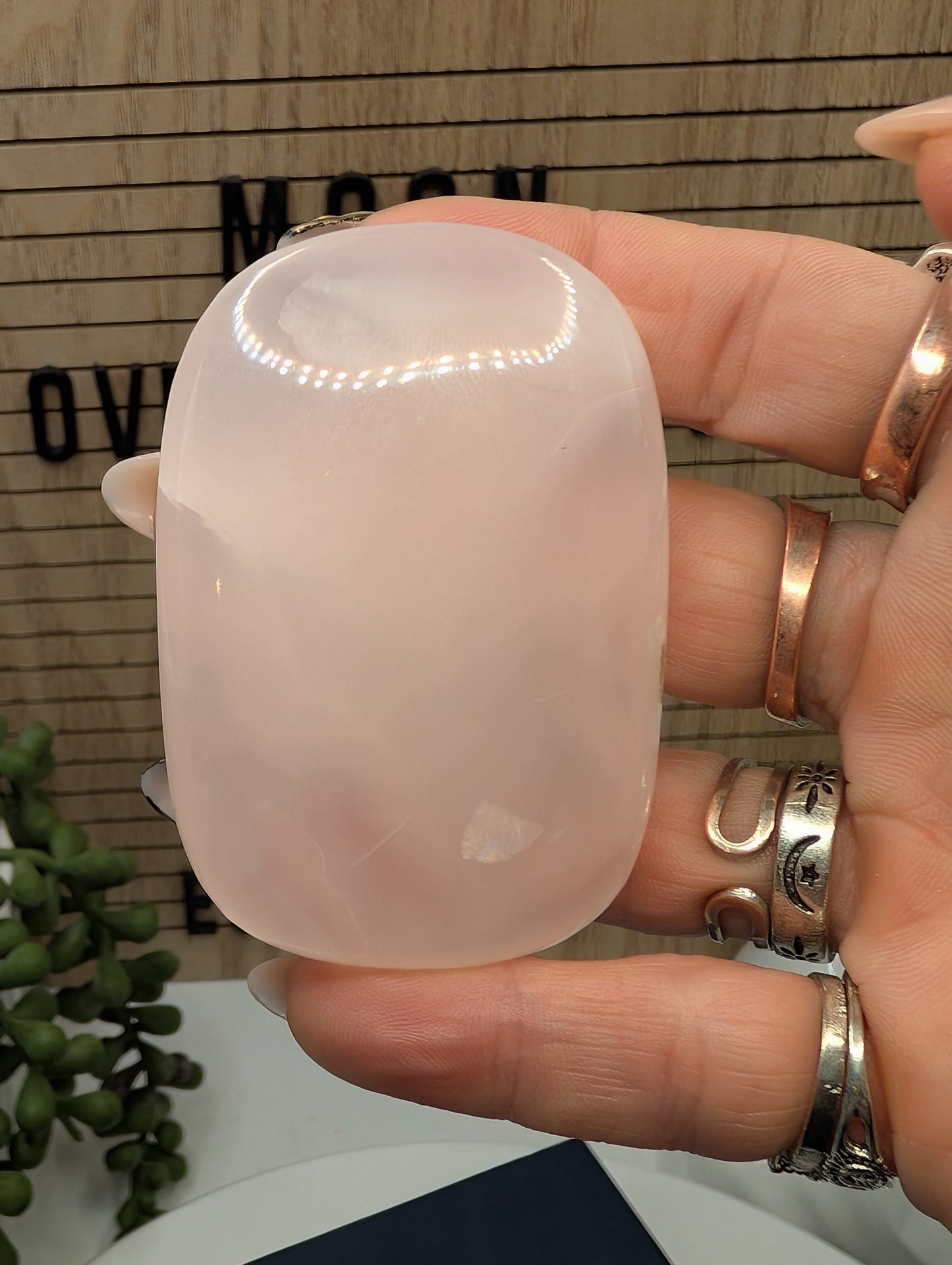 Rose Calcite Palm Stones - Gorgeous High Quality Shine & UV Reaction Stones from Pakistan!