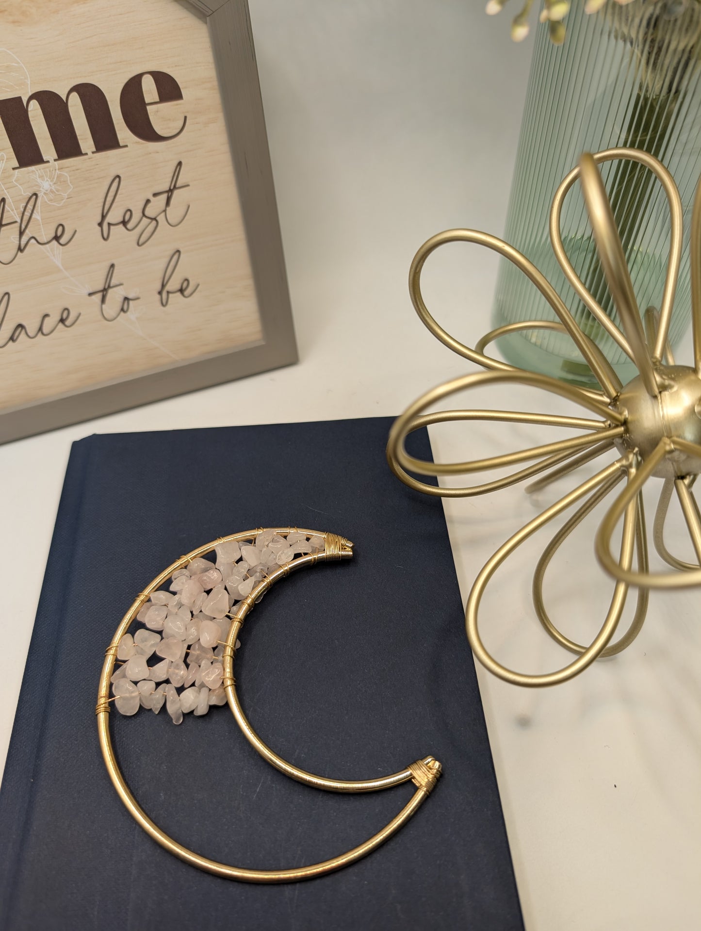 Copper Crescent Moons with Crystal Chips - Embrace the Celestial Magic!
