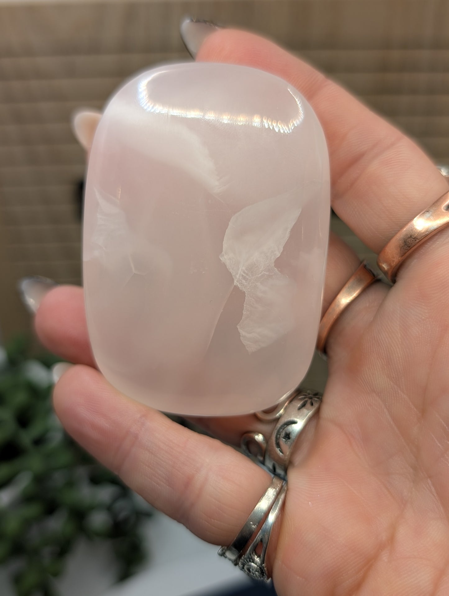 Rose Calcite Palm Stones - Gorgeous High Quality Shine & UV Reaction Stones from Pakistan!