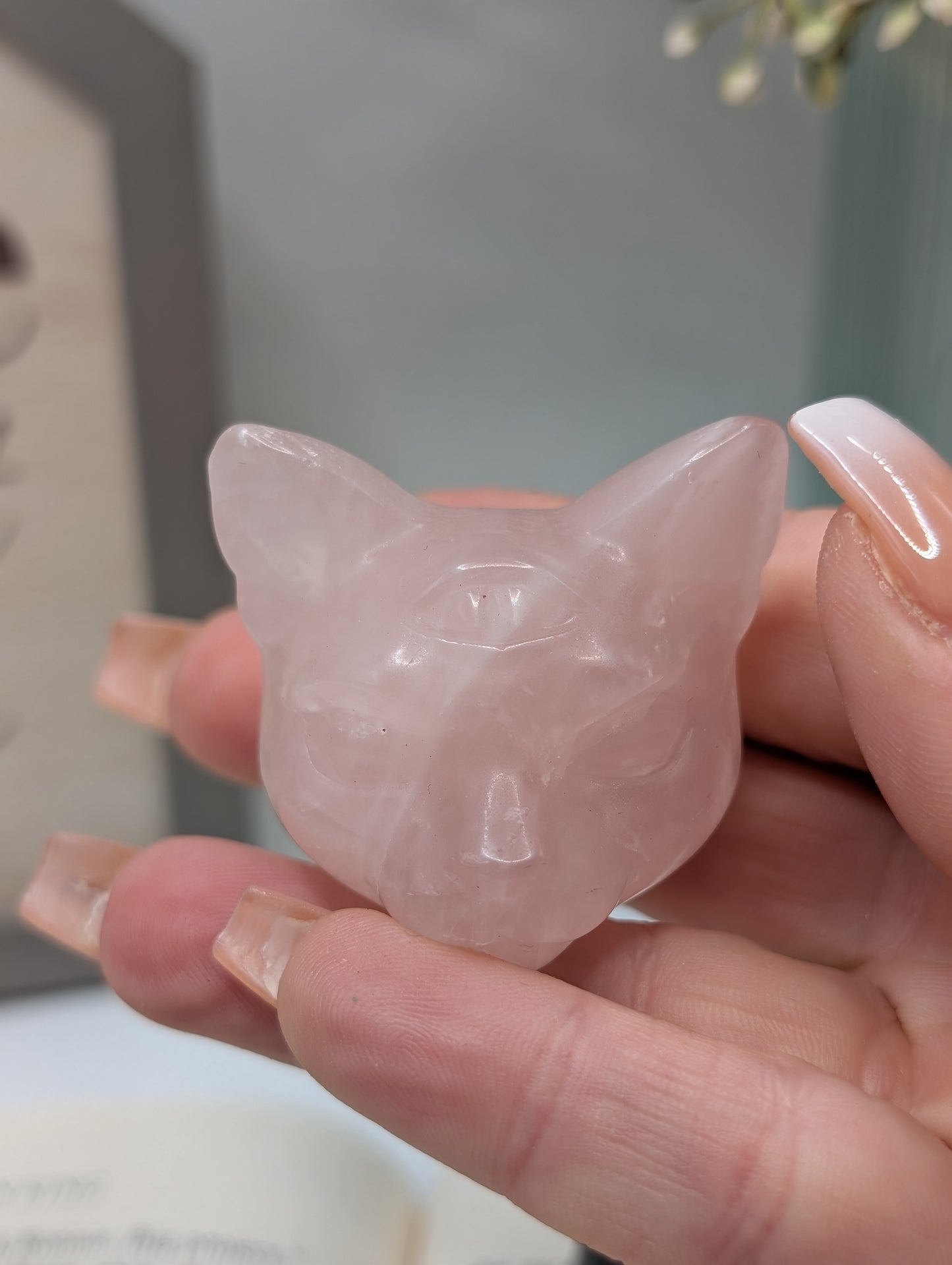 Crystal Cat Head with All-Seeing Eye – Carved Stone Spirit Totem