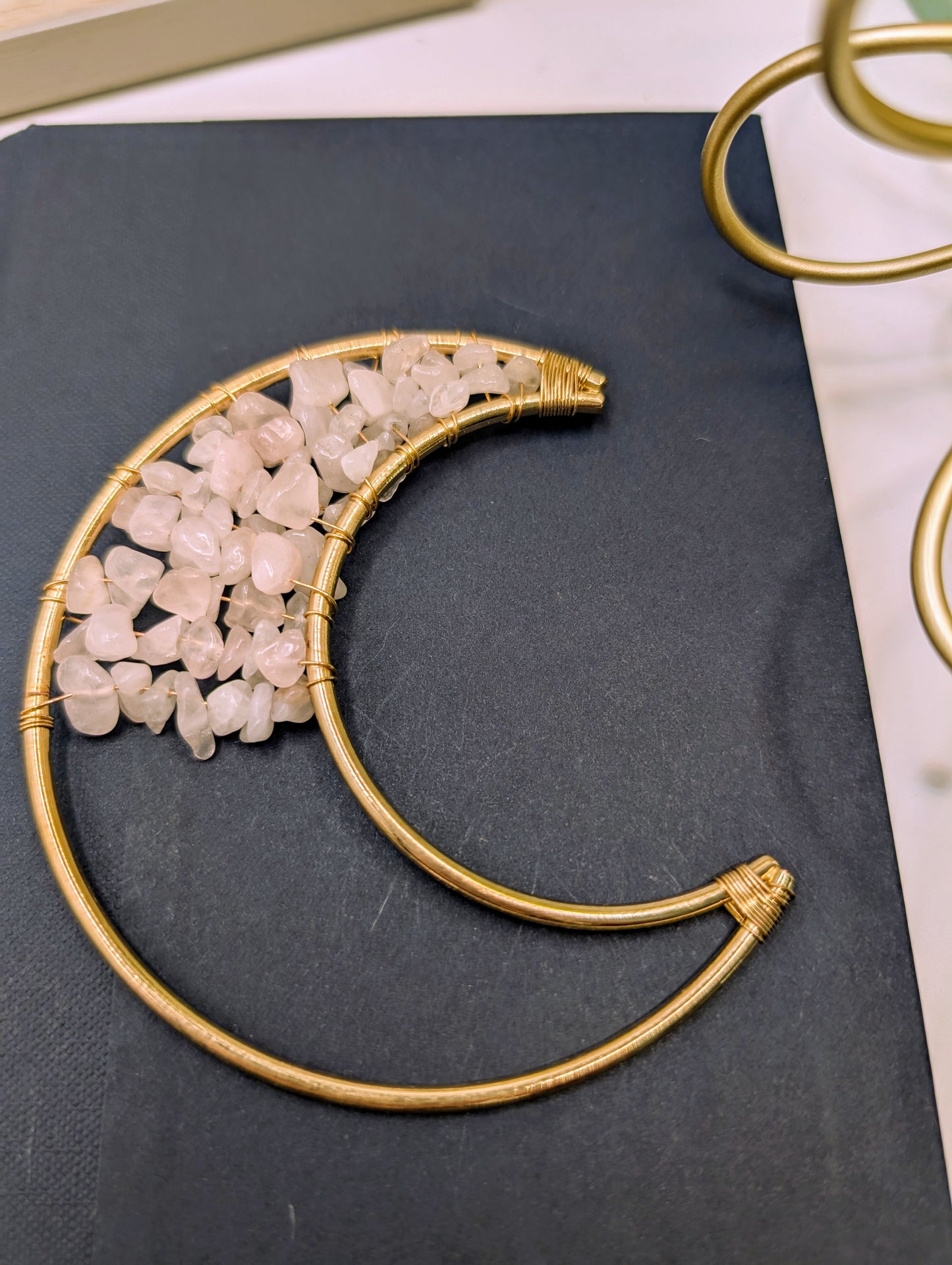 Copper Crescent Moons with Crystal Chips - Embrace the Celestial Magic!