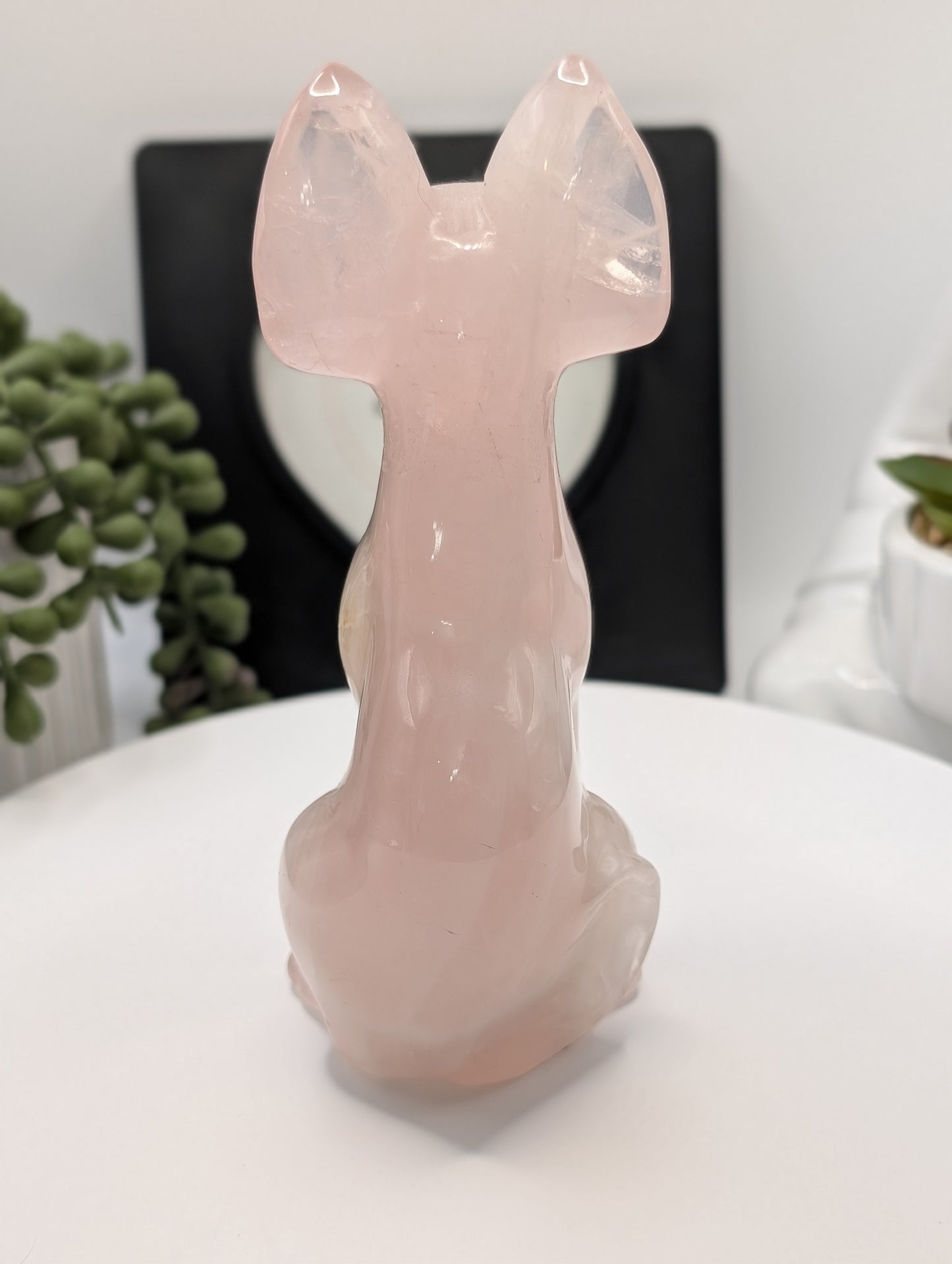 Large Rose Quartz Sphynx Cat Carving - Statement Piece!