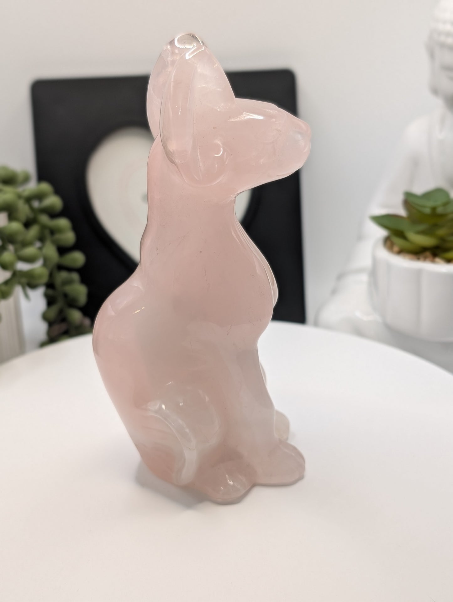 Large Rose Quartz Sphynx Cat Carving - Statement Piece!