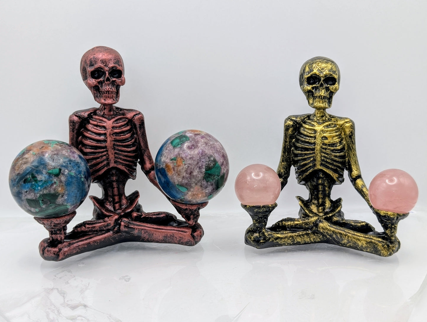 Skeleton Resin Sphere Stand in Bronze and Gold Colors - Come in Gift Boxes!