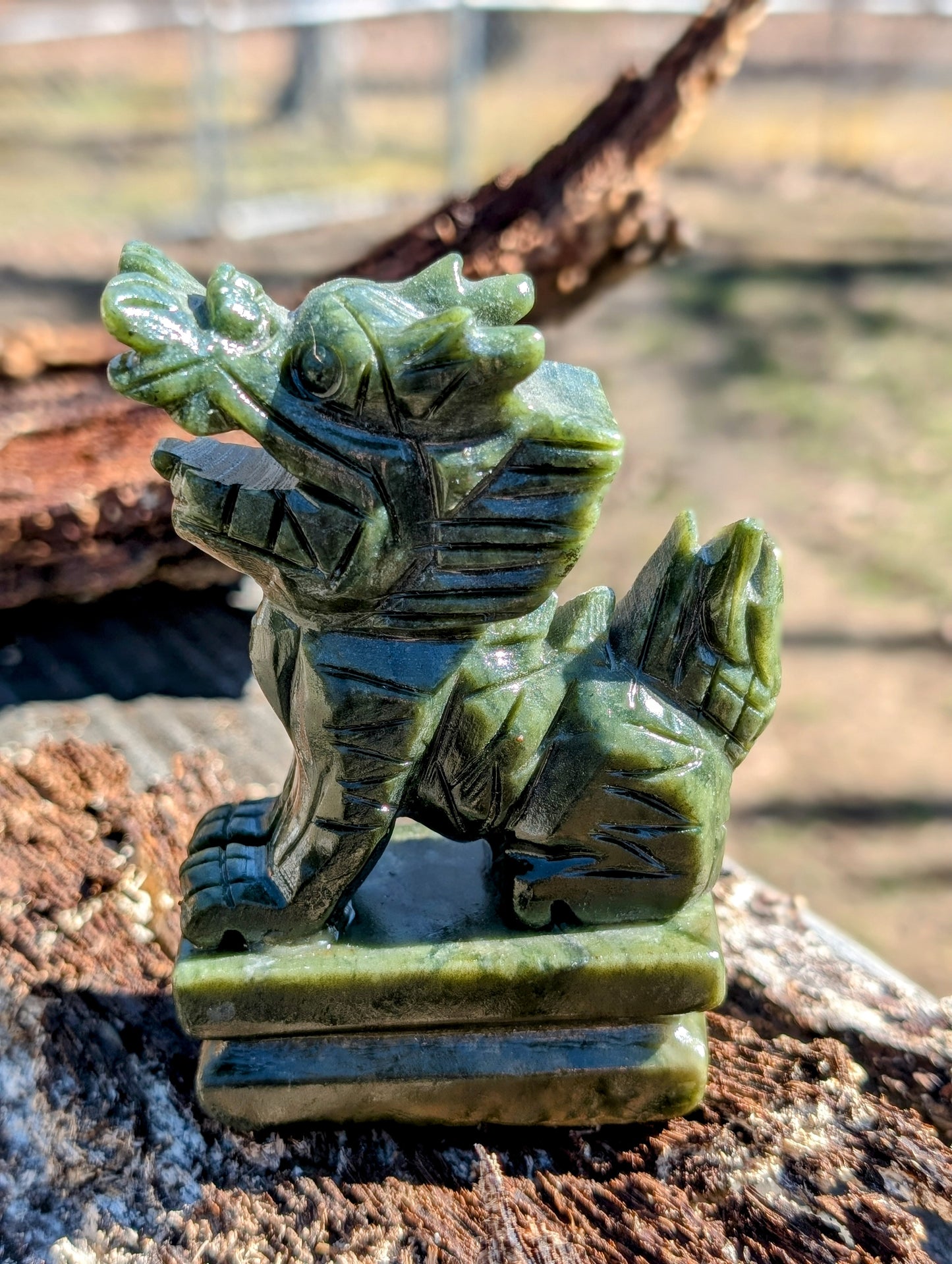 Small Serpentine Jade Dragon Statue