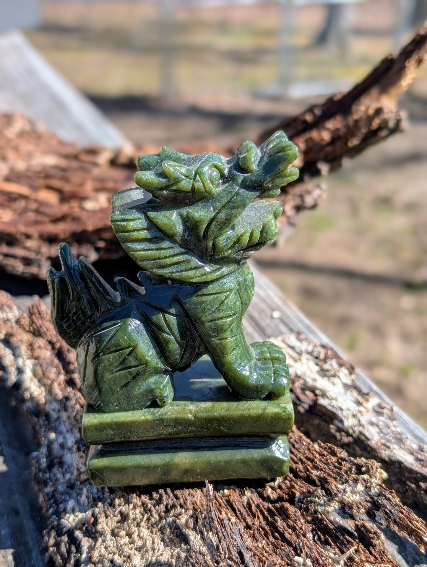 Small Serpentine Jade Dragon Statue
