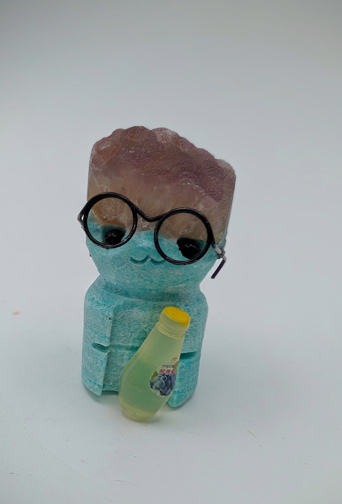 Bright Colored Crystal Hedgehog Rock Buddies Holding Drinks or Snacks