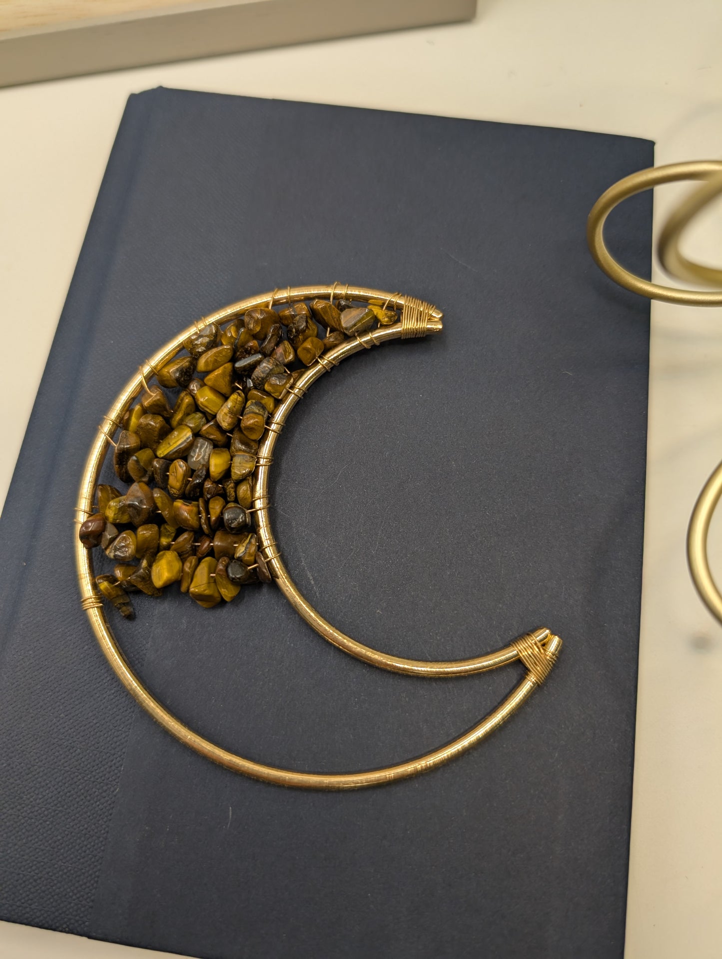 Copper Crescent Moons with Crystal Chips - Embrace the Celestial Magic!