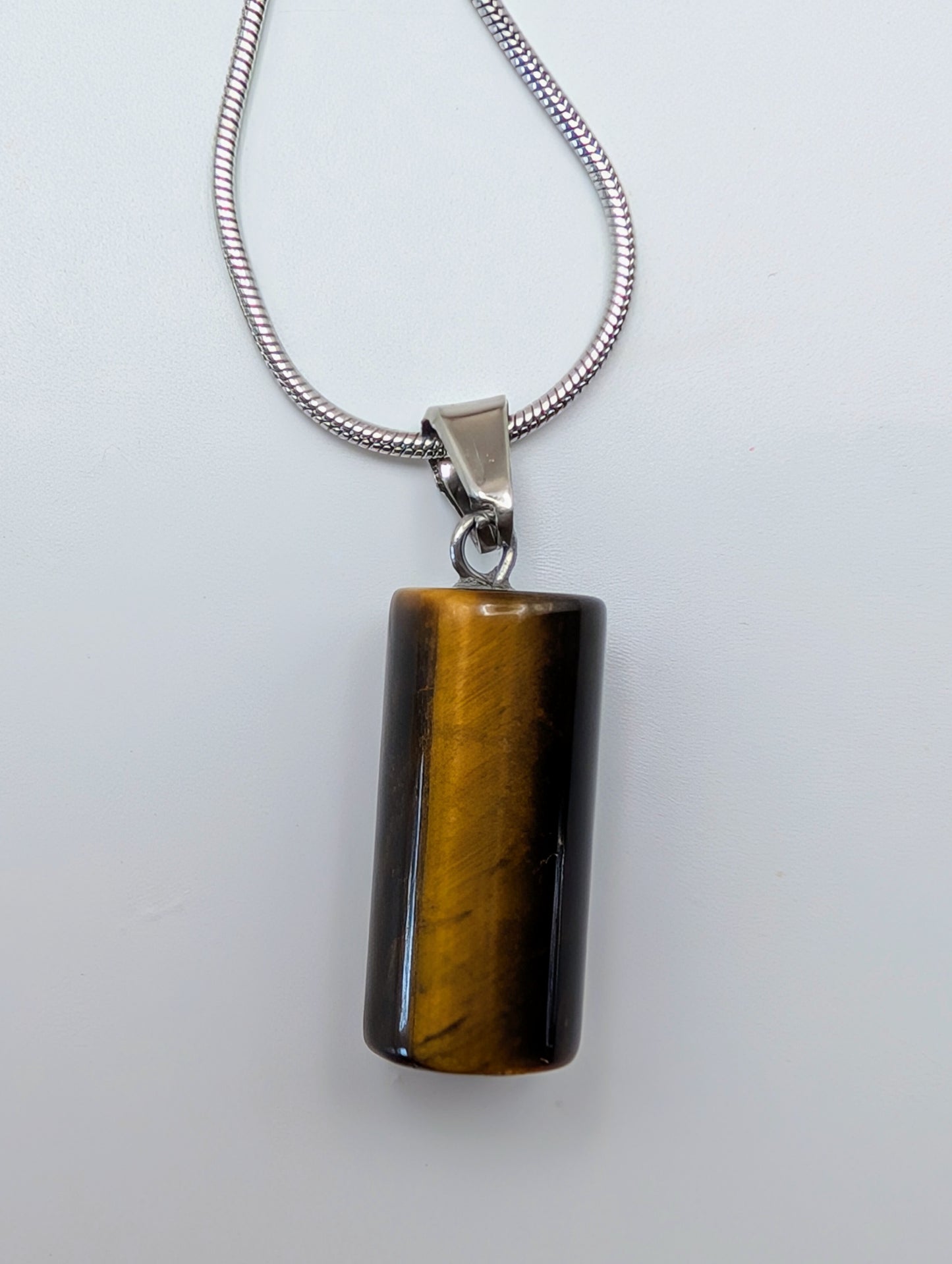 Crystal Barrel Bead Pendant Necklace on a 16" Silver Chain