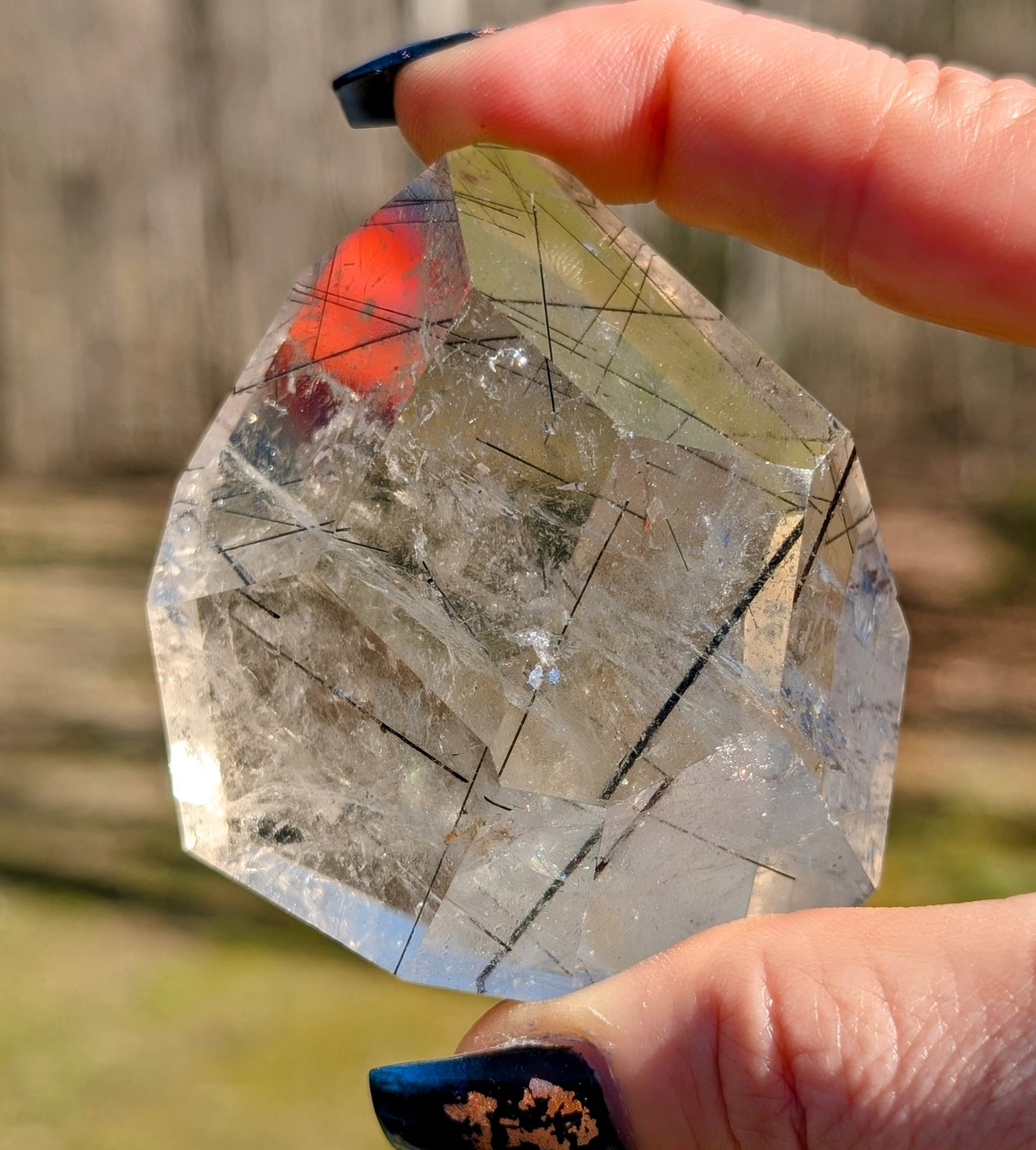 Beautiful Rutilated Clear Quartz Free Form with Rainbows
