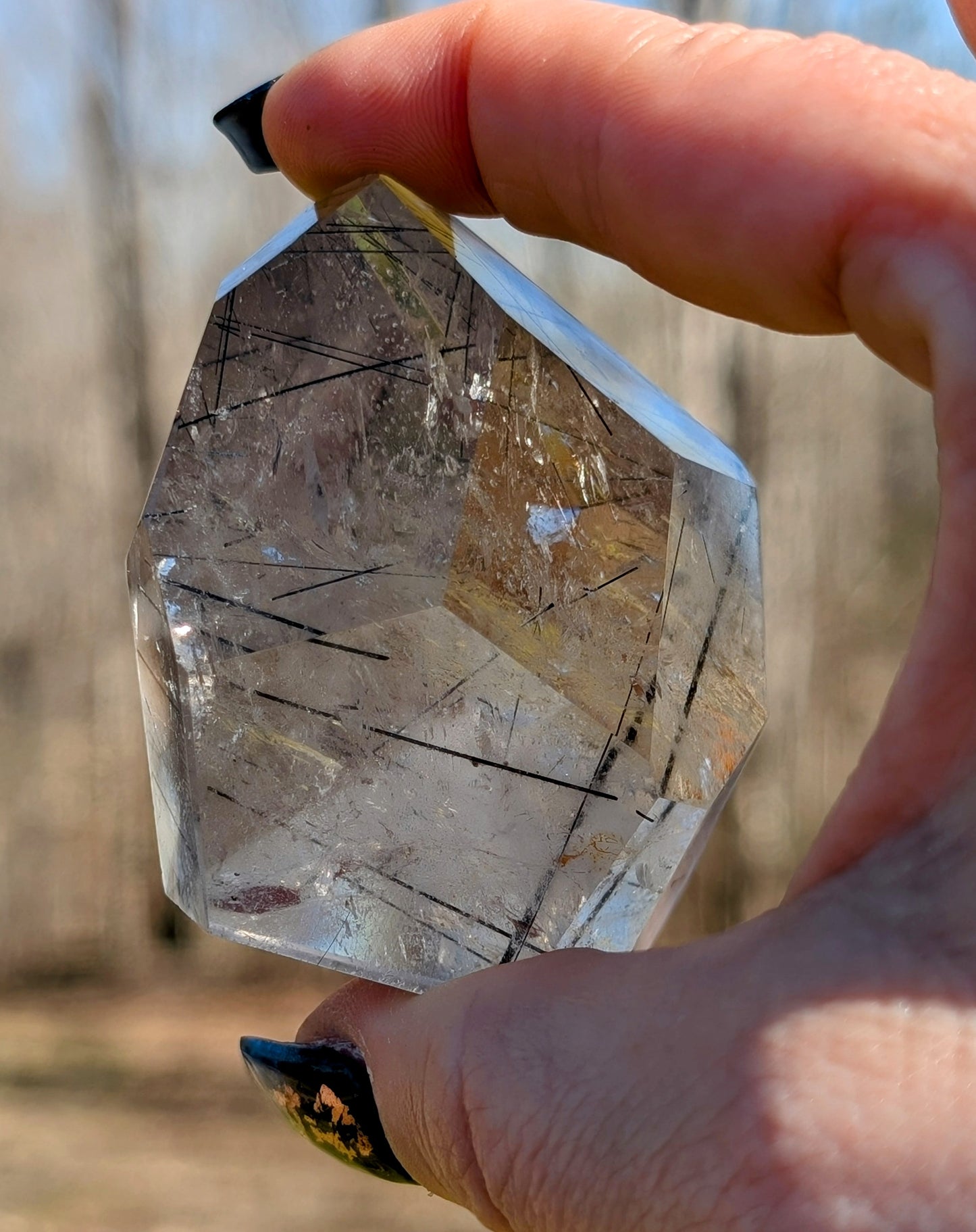 Beautiful Rutilated Clear Quartz Free Form with Rainbows