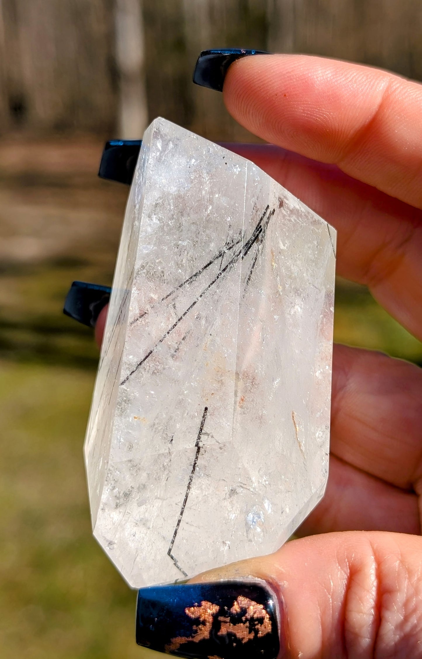 Beautiful Black Rutilated Milky Quartz Free Form