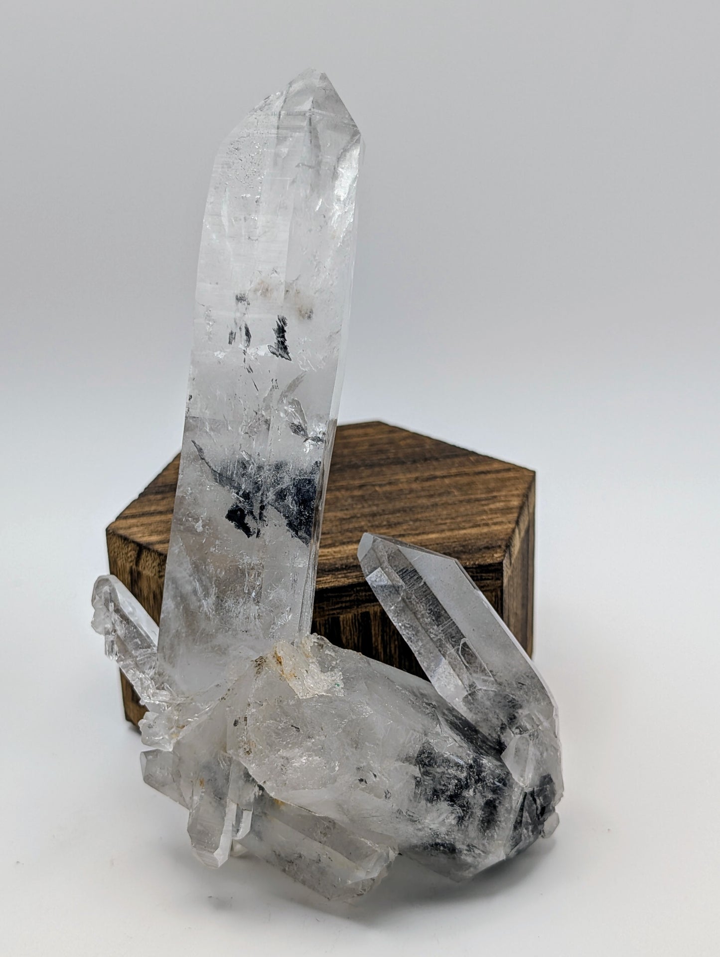 Tourmalinated Quartz Crystal Cluster Points